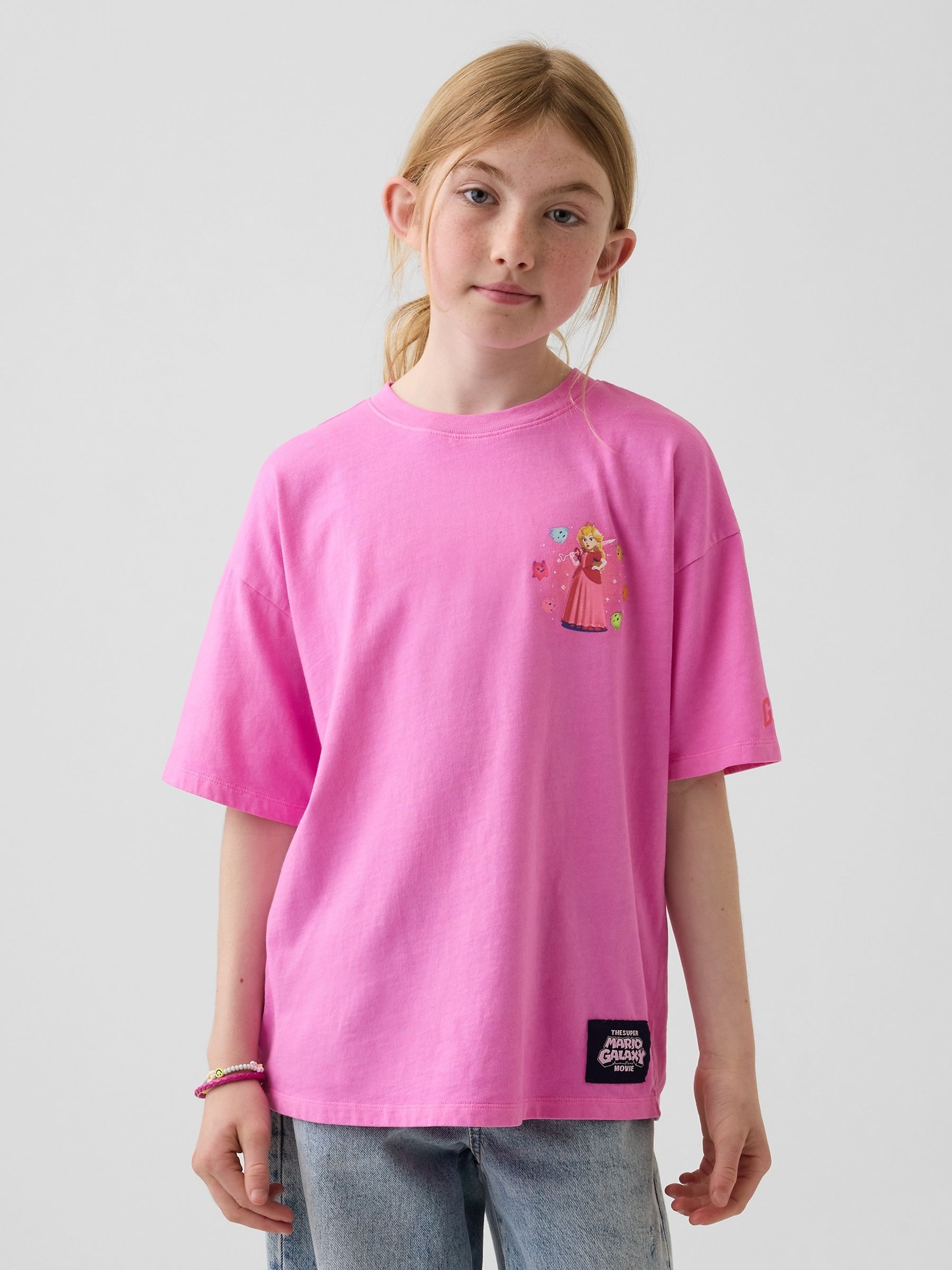 Pink Princess Peach Super Mario Relaxed Graphic T-Shirt - Image 1 of 4