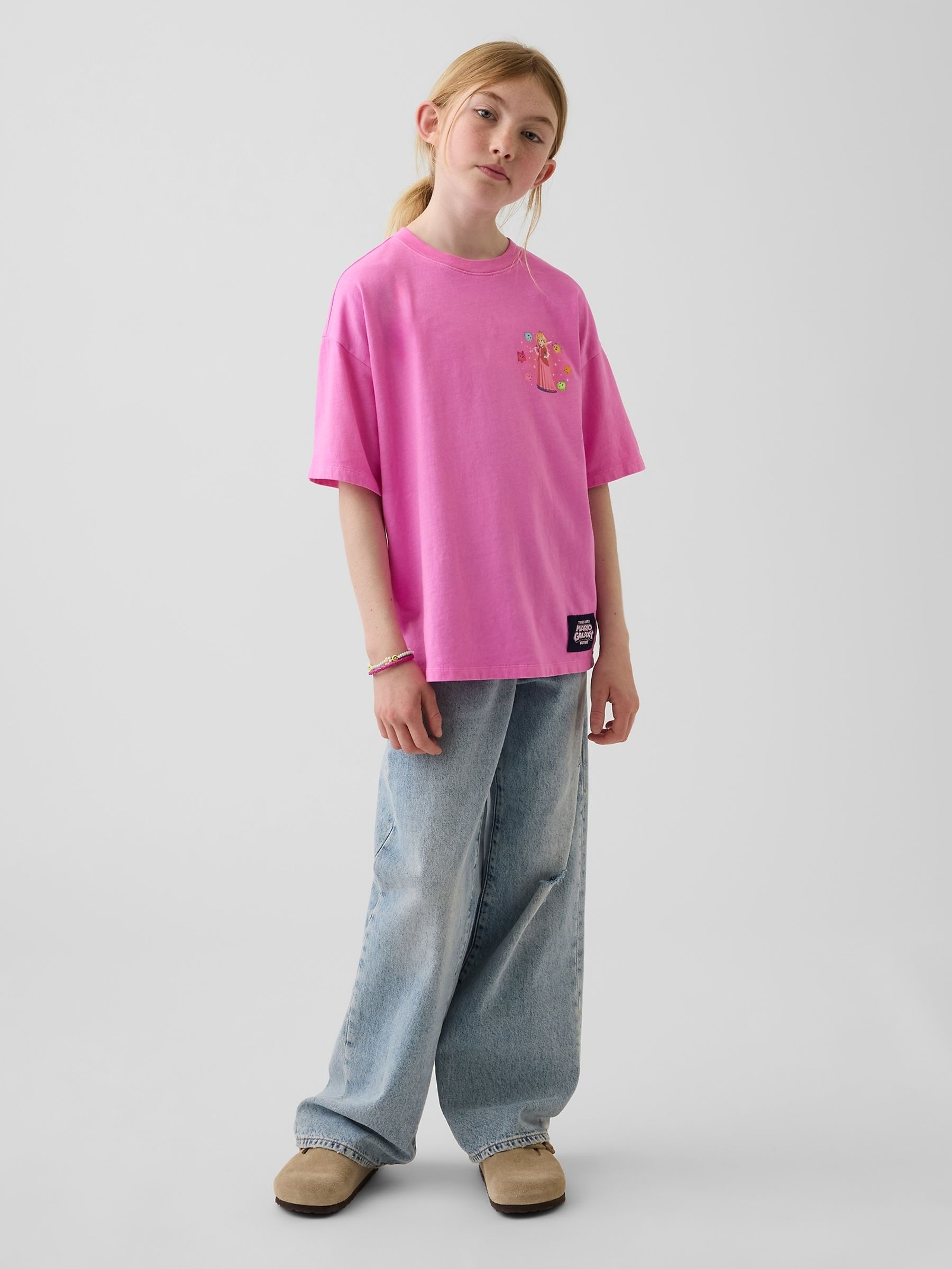 Pink Princess Peach Super Mario Relaxed Graphic T-Shirt - Image 3 of 4