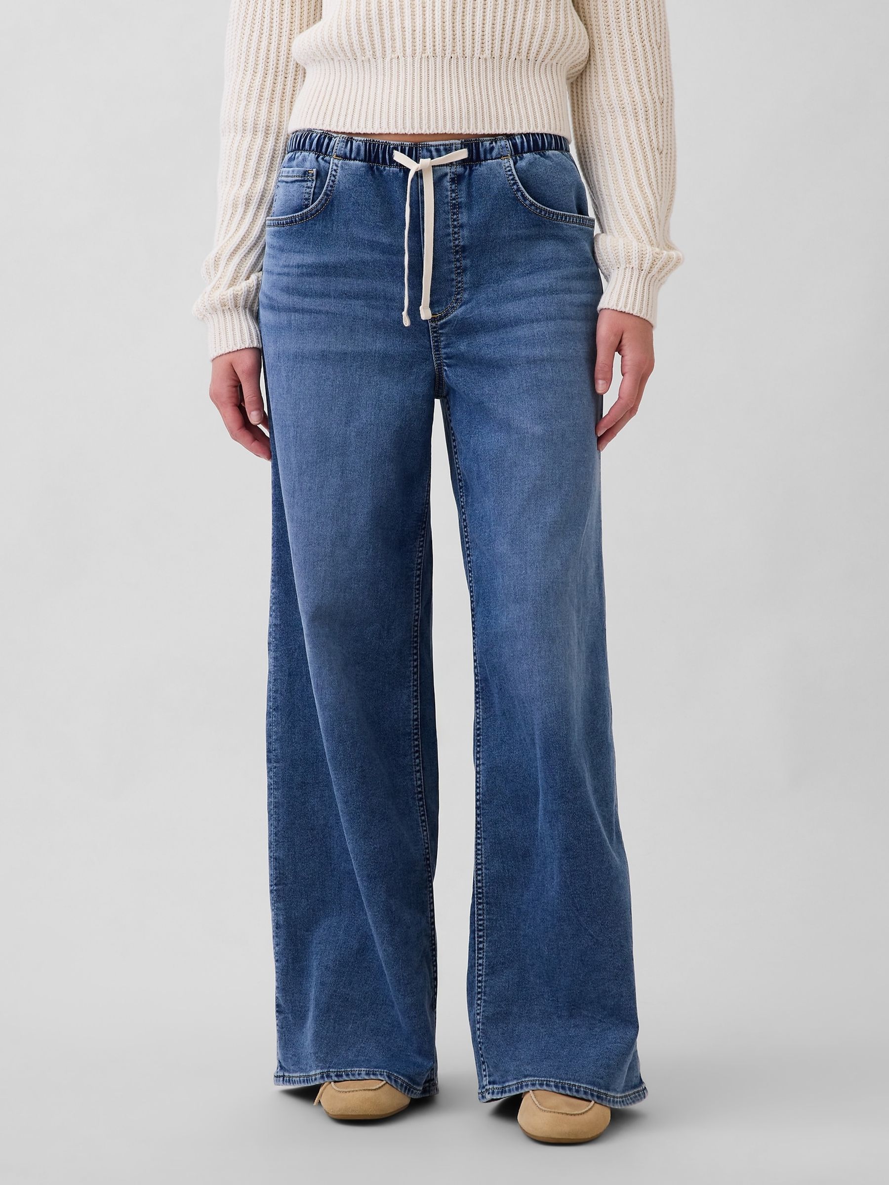 Medium Wash Mid Rise Easy Baggy Jeans - Image 1 of 4