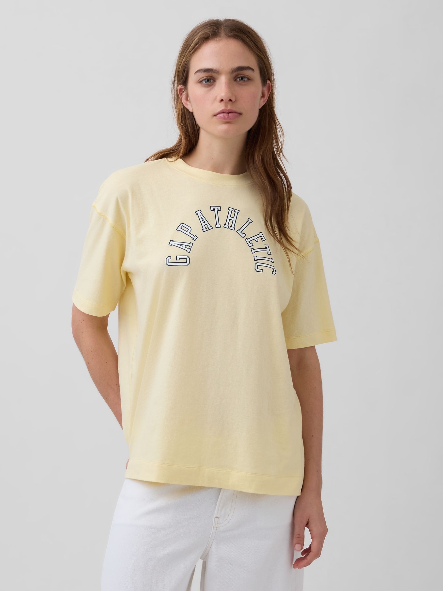 Yellow Vintage Soft Athletic Logo Longline T-Shirt - Image 1 of 5