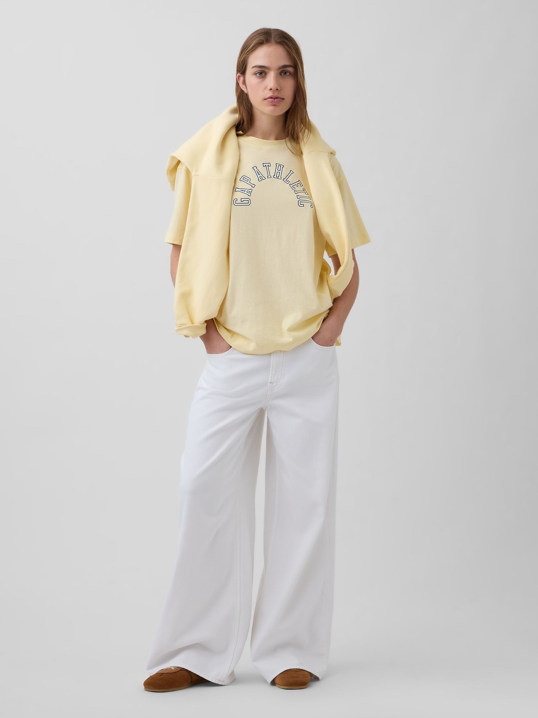 Yellow Vintage Soft Athletic Logo Longline Short Sleeve T-Shirt | Gap
