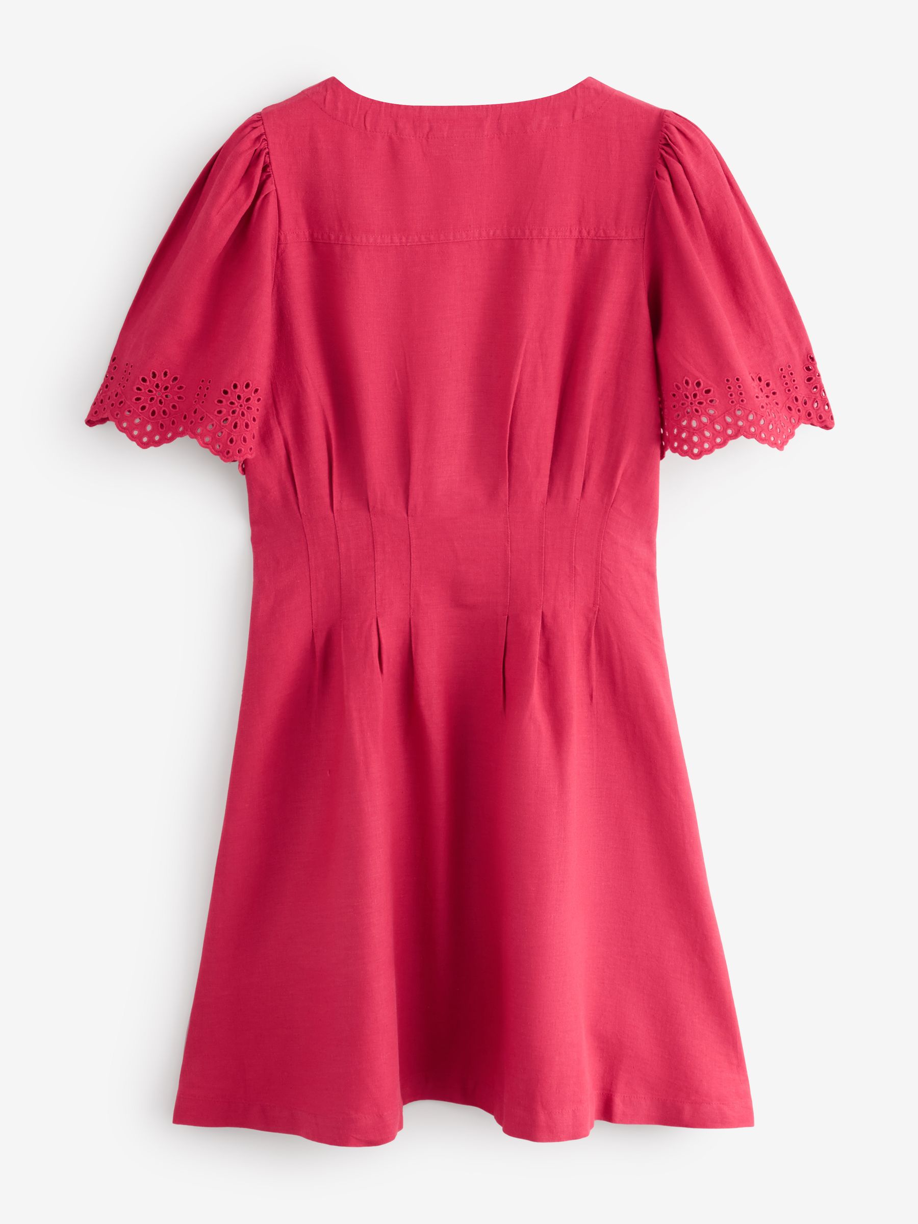 Red Linen-Blend Cinched Mini Shirtdress - Image 2 of 6