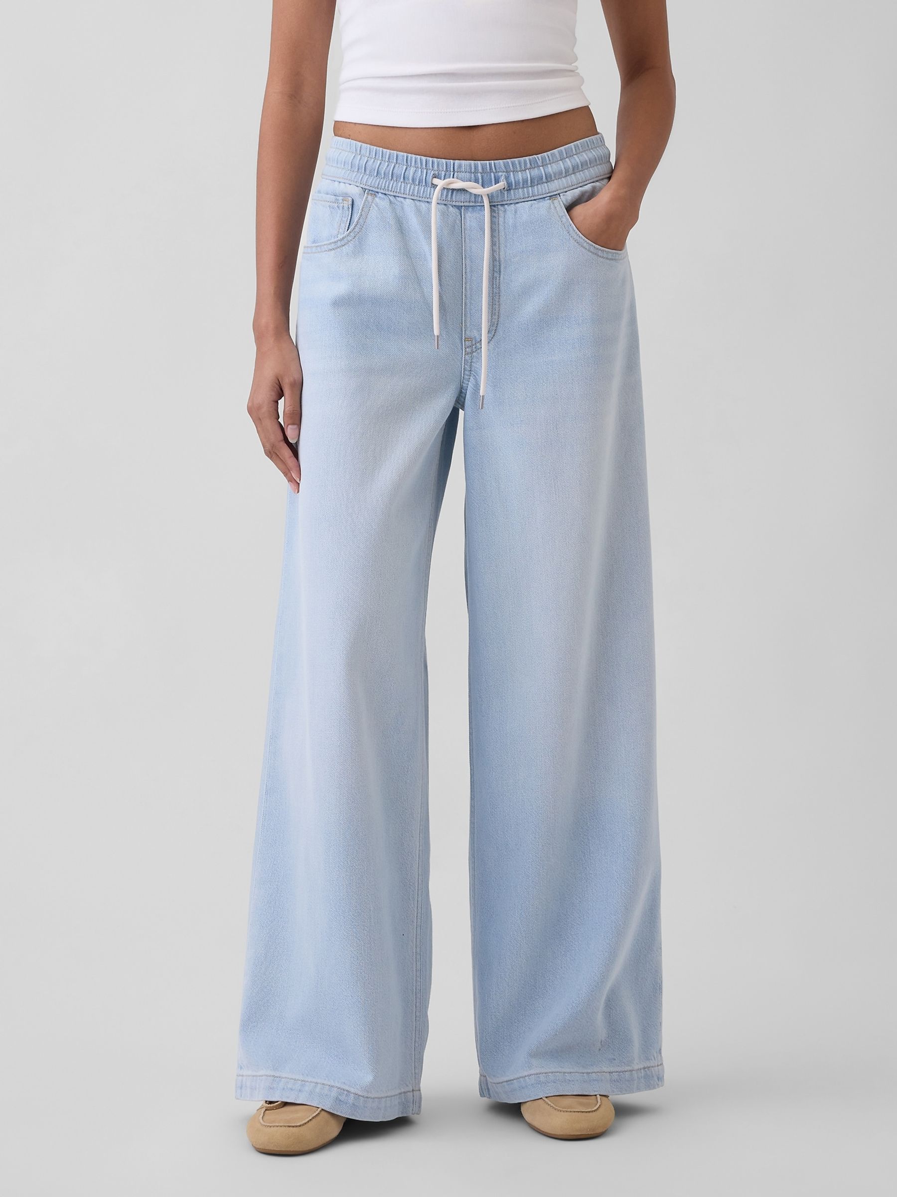 Blue Mid Rise UltraSoft Easy Baggy Jeans - Image 1 of 4