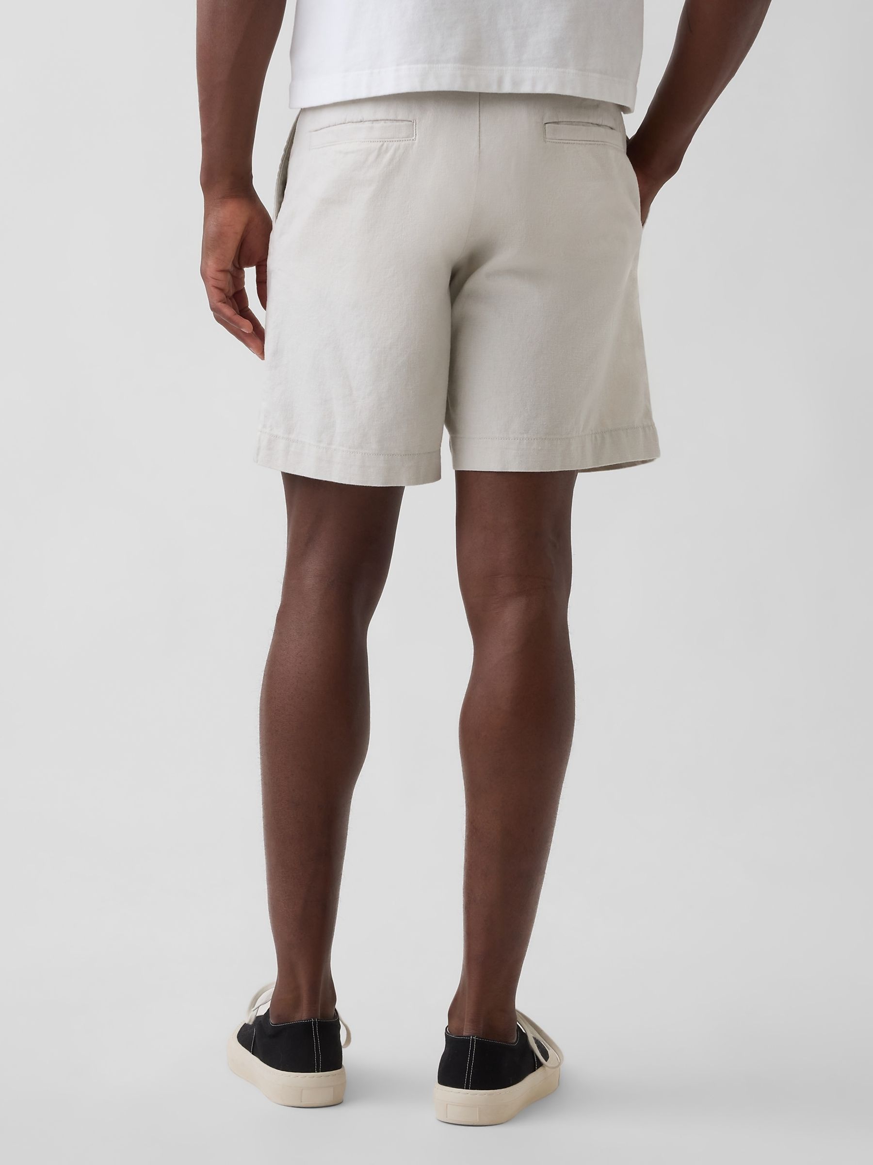Grey 7.5 inch Linen-Cotton Shorts - Image 2 of 5 Grey 7.5 inch Linen-Cotton Shorts - Image 2 of 5