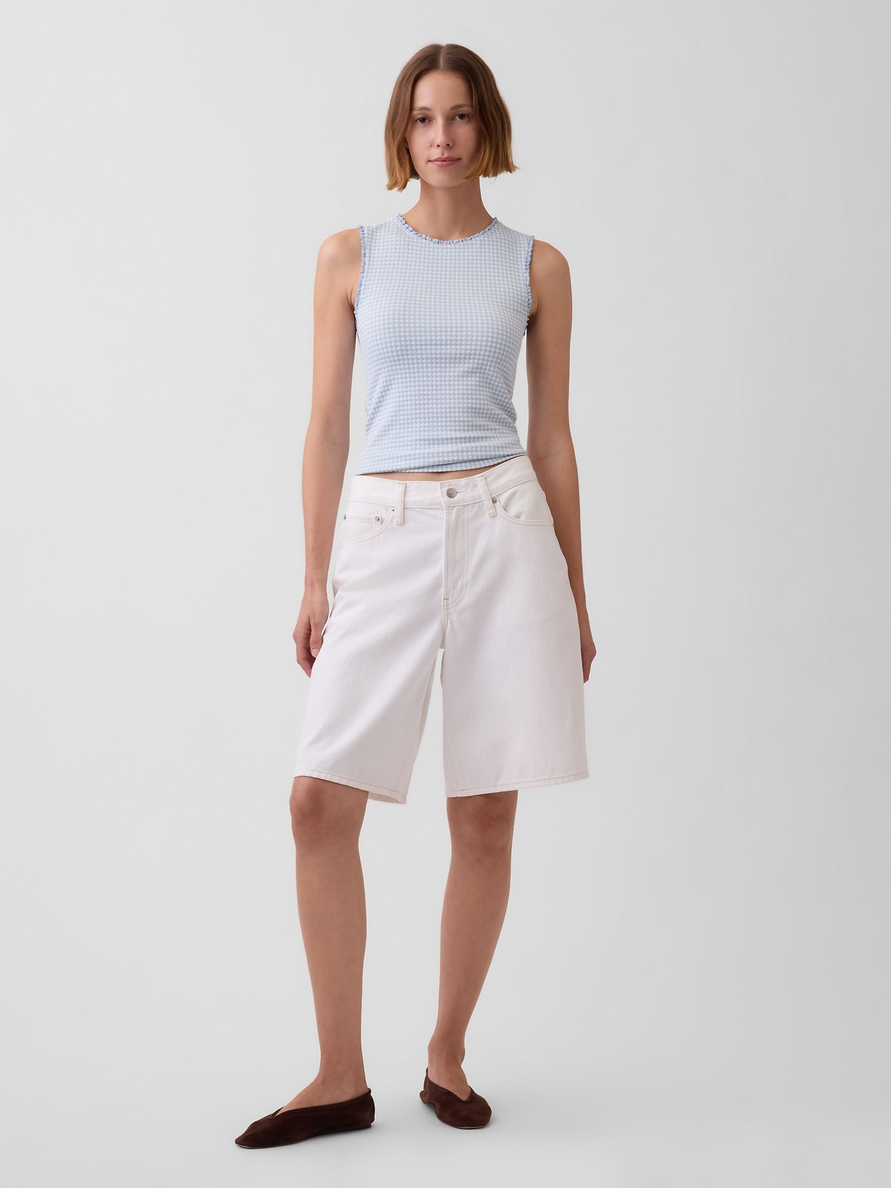 Blue Gingham Pointelle Shell Vest - Image 3 of 4