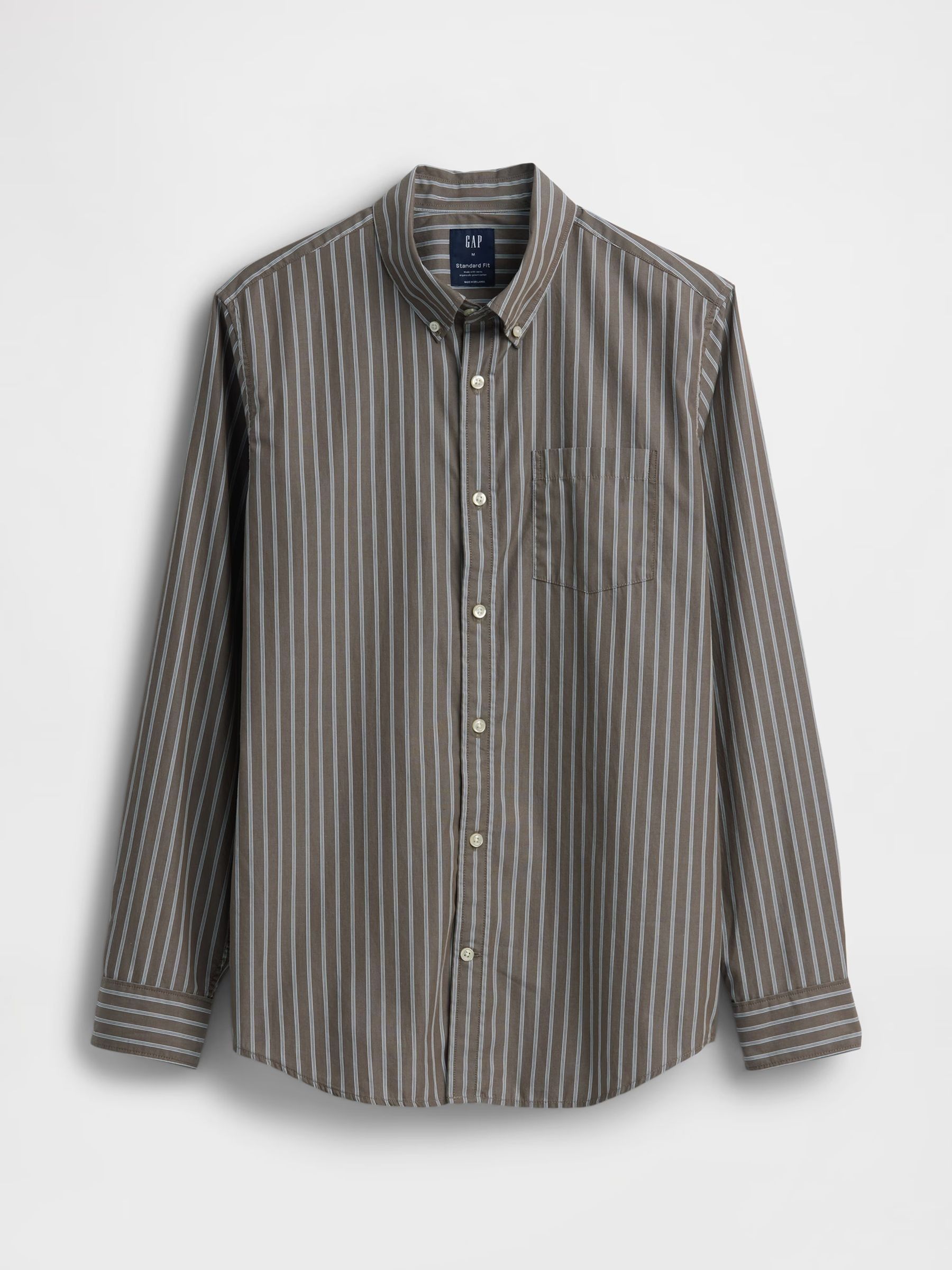 Brown stripe Cotton Poplin Classic Shirt - Image 3 of 3 Brown stripe Cotton Poplin Classic Shirt - Image 3 of 3