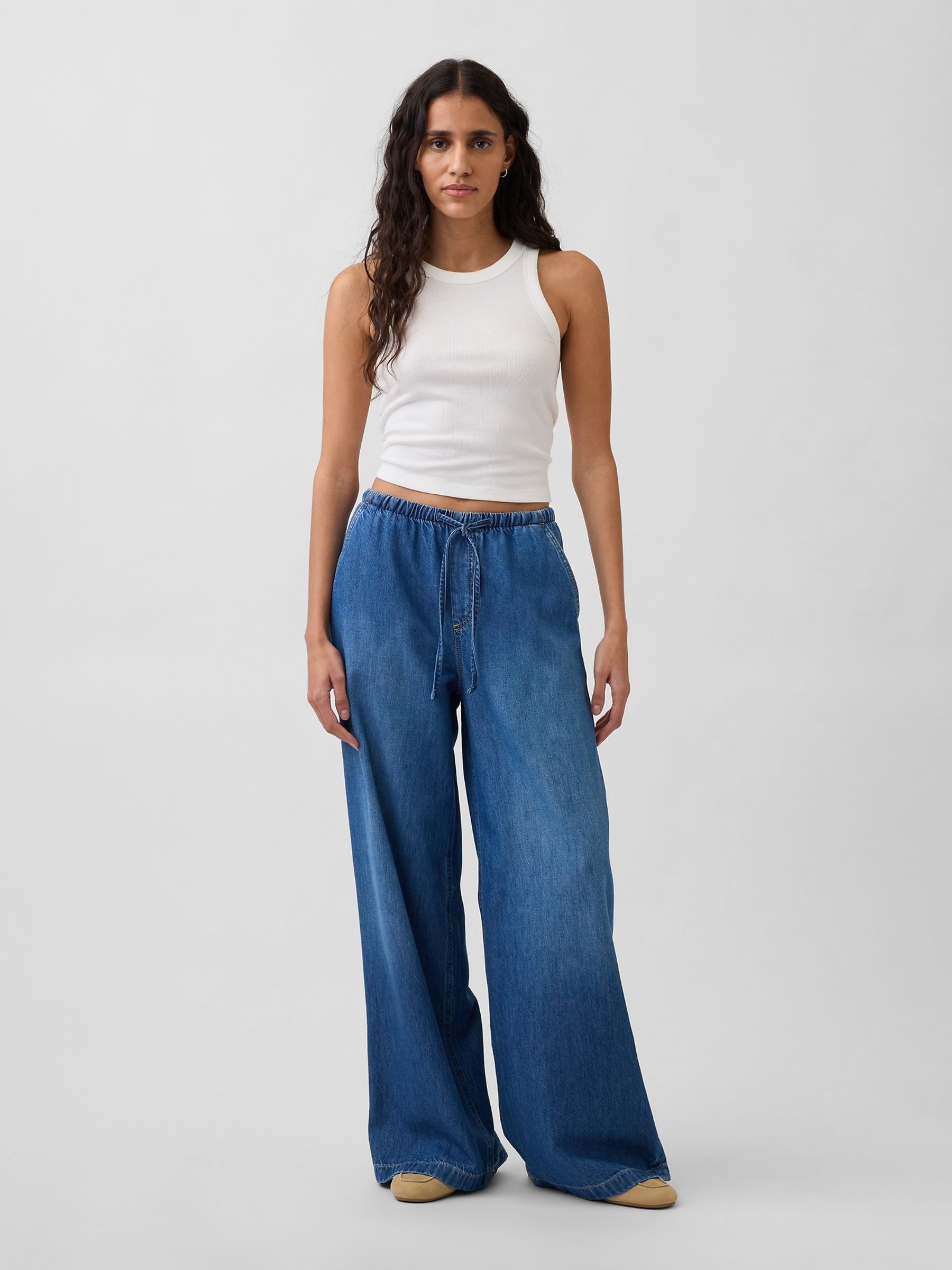 Medium Indigo Mid Rise UltraSoft Easy Baggy Jeans - Image 5 of 5