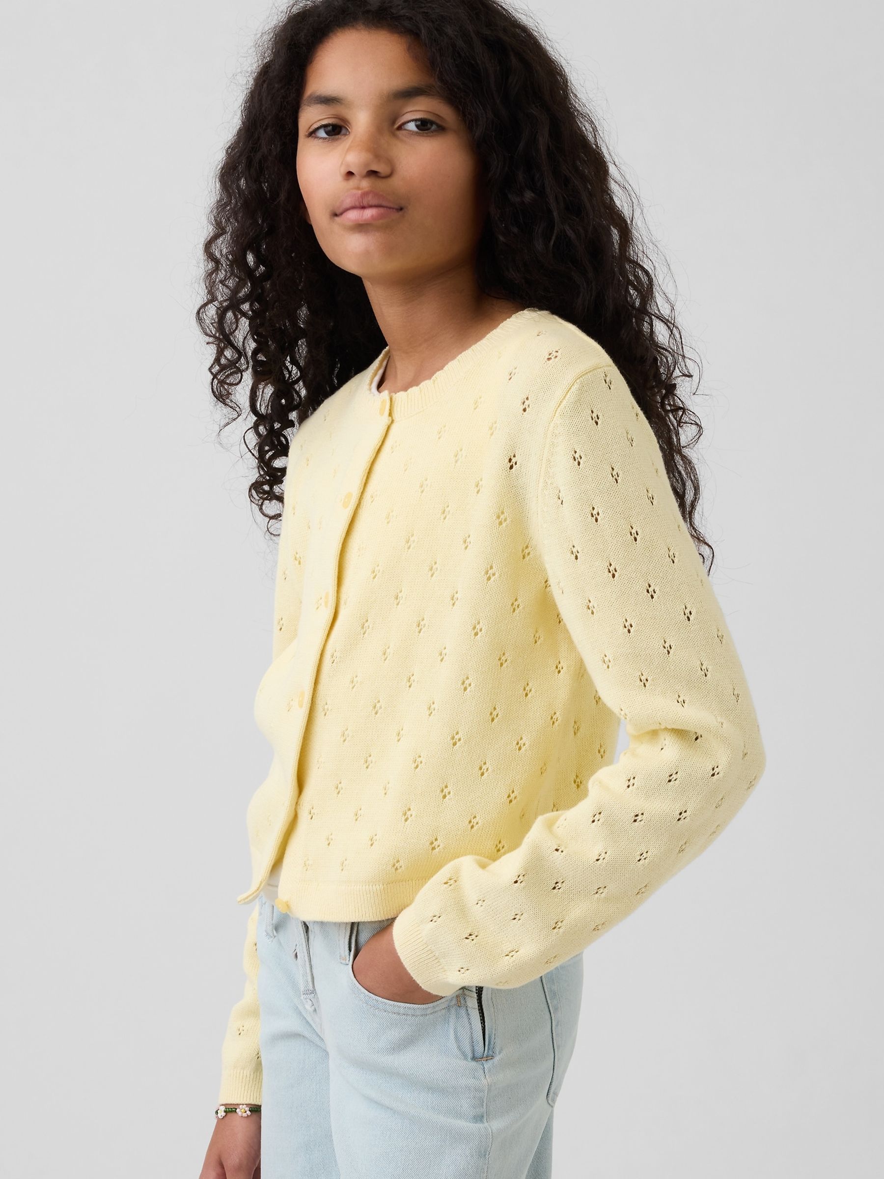 Yellow Pointelle Cardigan - Image 1 of 5
