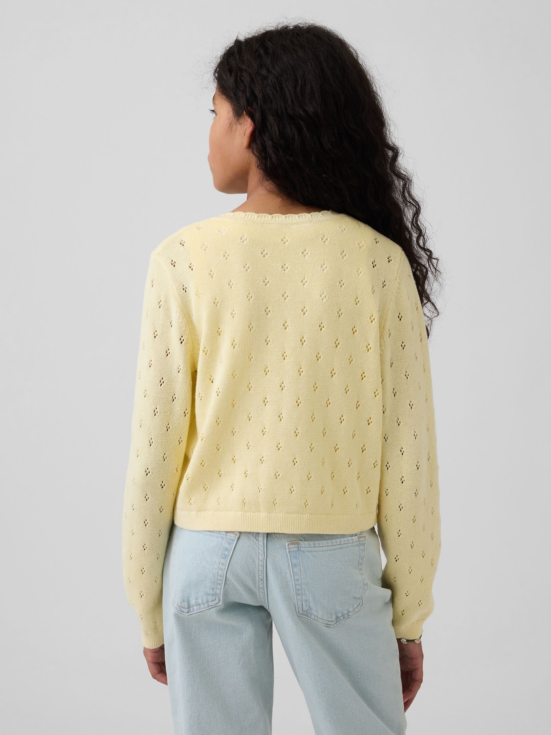 Yellow Pointelle Cardigan - Image 2 of 5