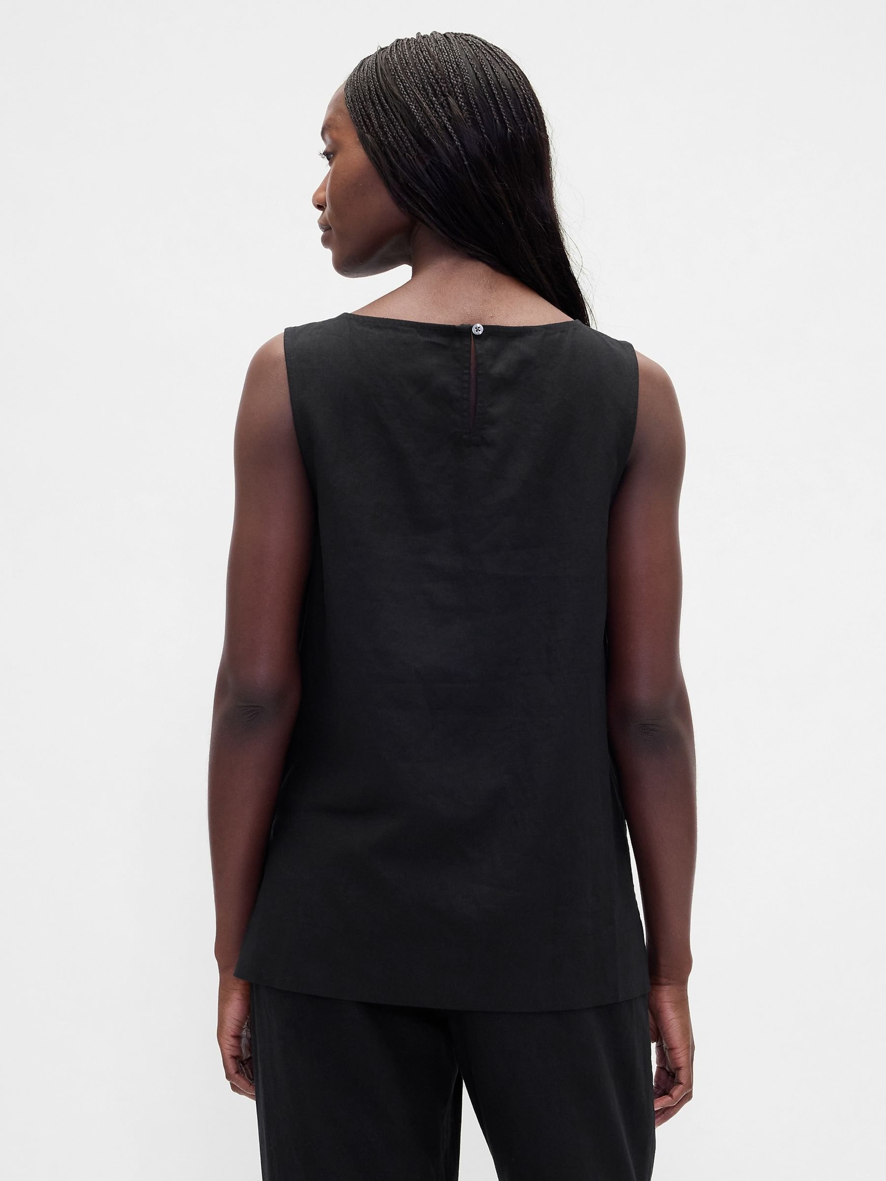 Black Linen Blend Shell Vest - Image 2 of 4