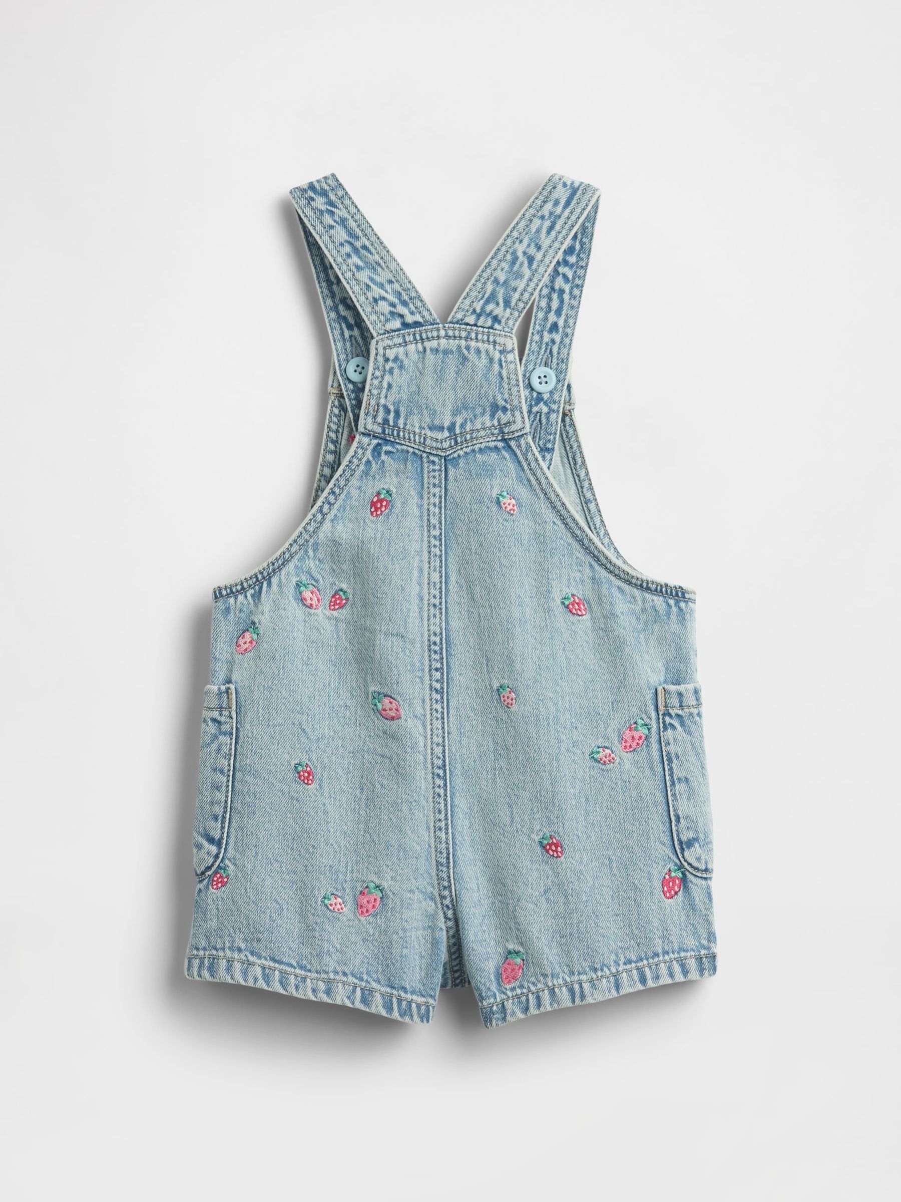 Blue Embroidered Denim Short Dungarees (6mths-5yrs) - Image 1 of 3