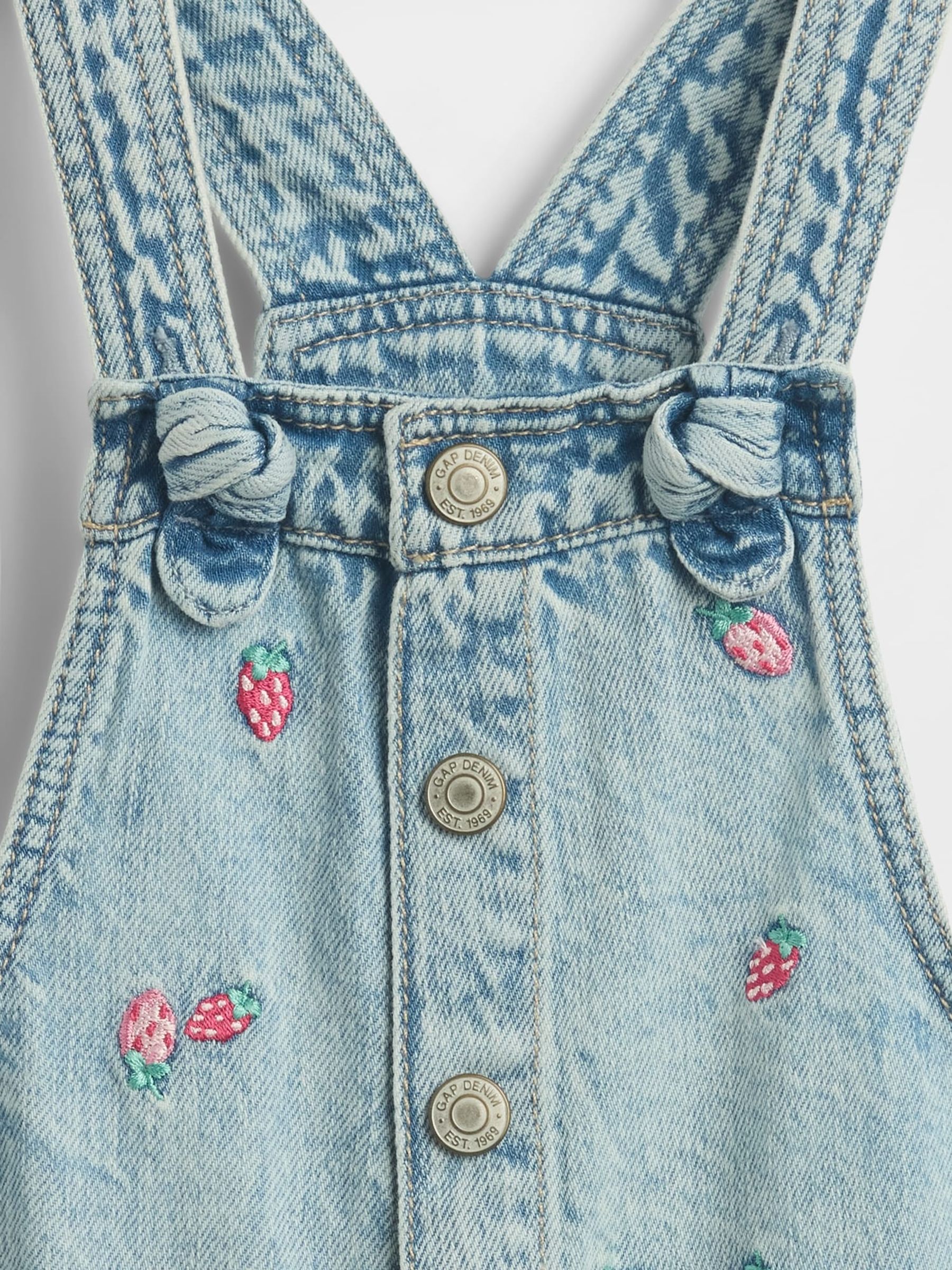 Blue Embroidered Denim Short Dungarees (6mths-5yrs) - Image 3 of 3