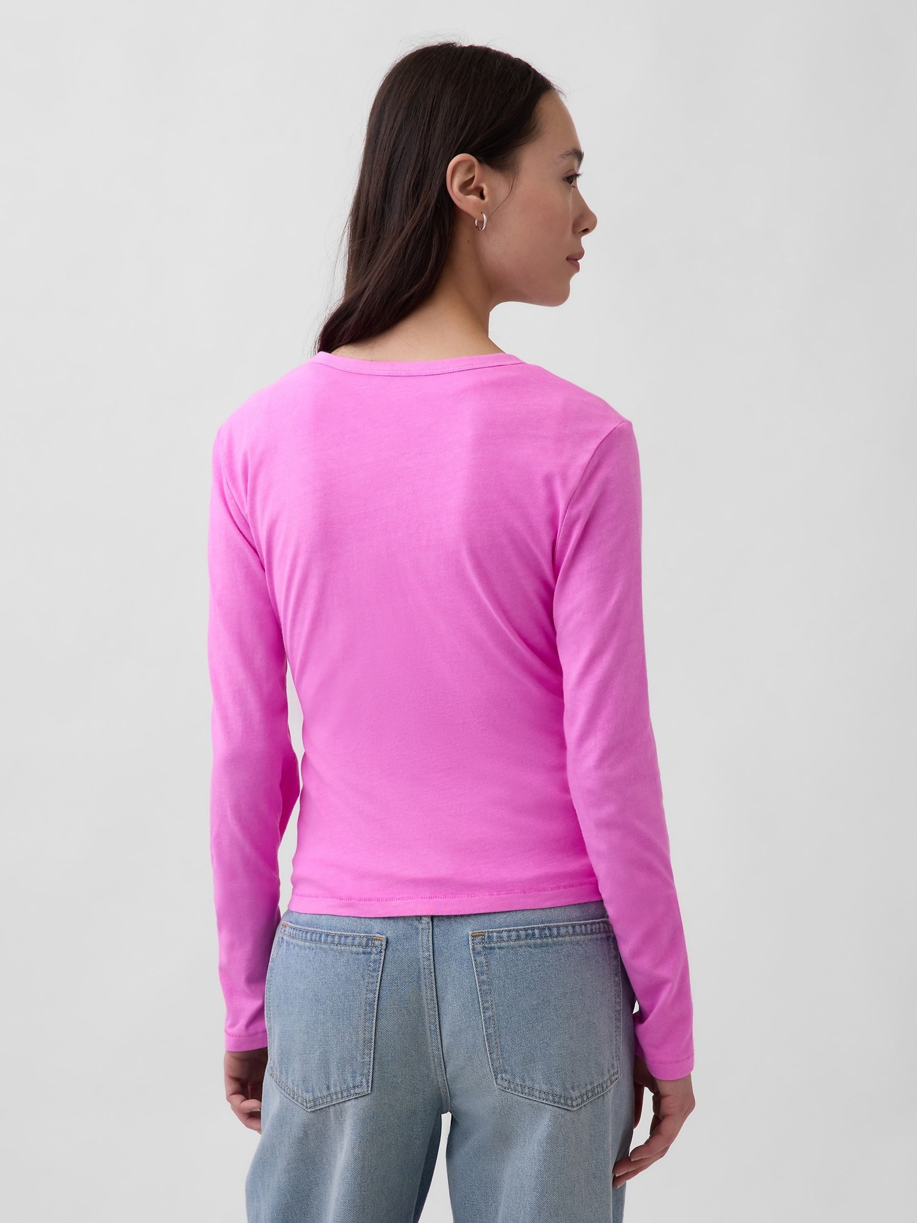 Pink Cotton Vintage Soft Long Sleeve T-Shirt - Image 2 of 3