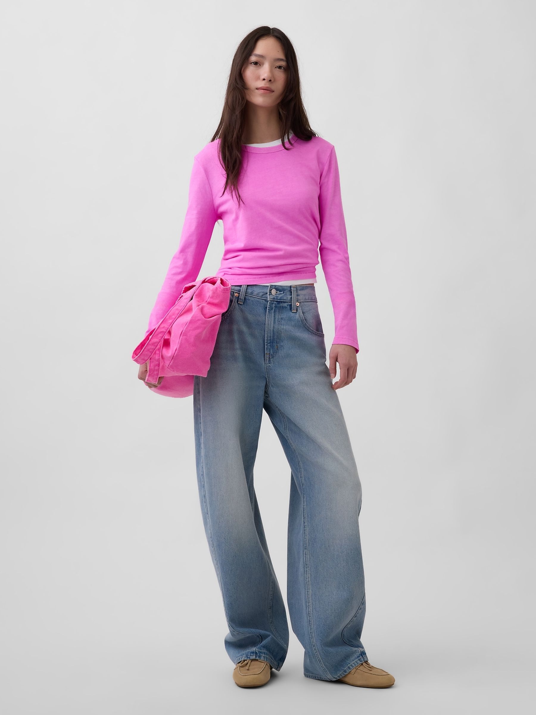 Pink Cotton Vintage Soft Long Sleeve T-Shirt - Image 3 of 3