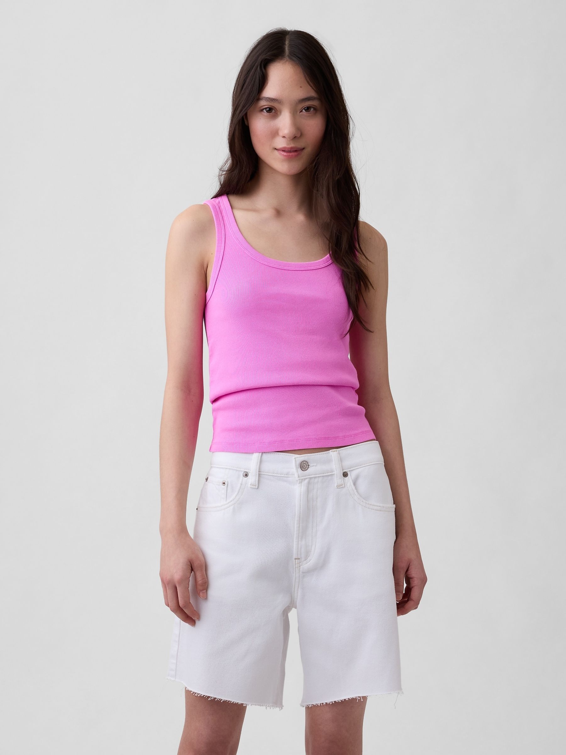 Pink Rib Scoop Vest - Image 1 of 2