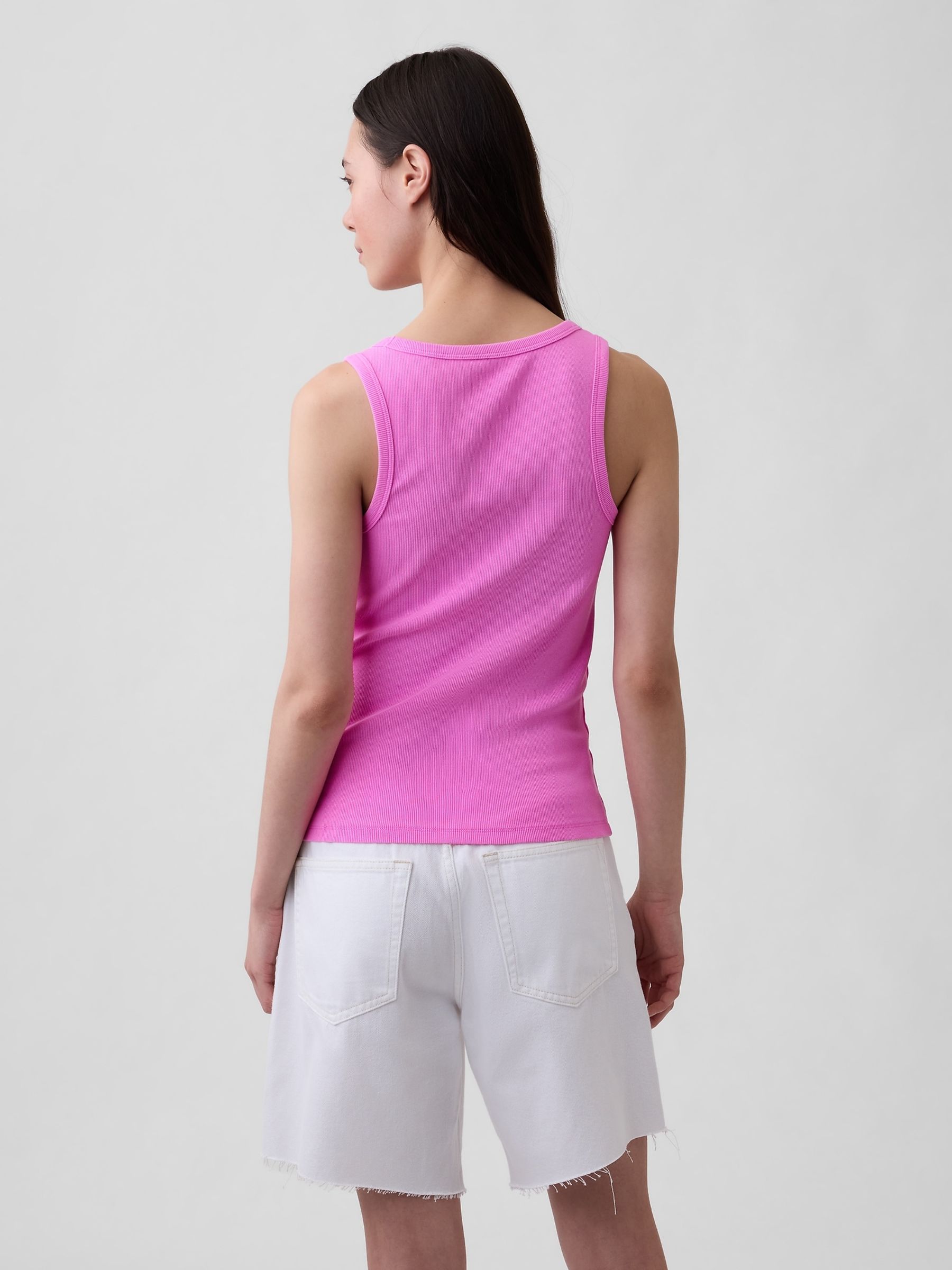Pink Rib Scoop Vest - Image 2 of 2 Pink Rib Scoop Vest - Image 2 of 2