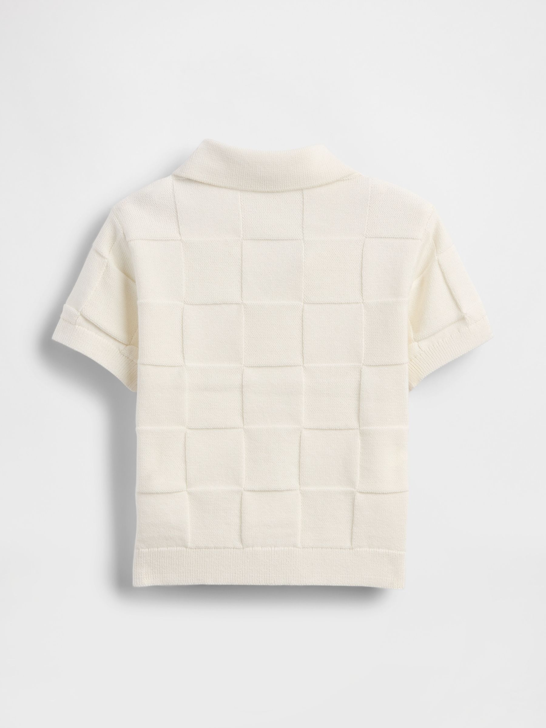 White Johnny-Collar Checkered Jumper (6mths-5yrs) - Image 2 of 2