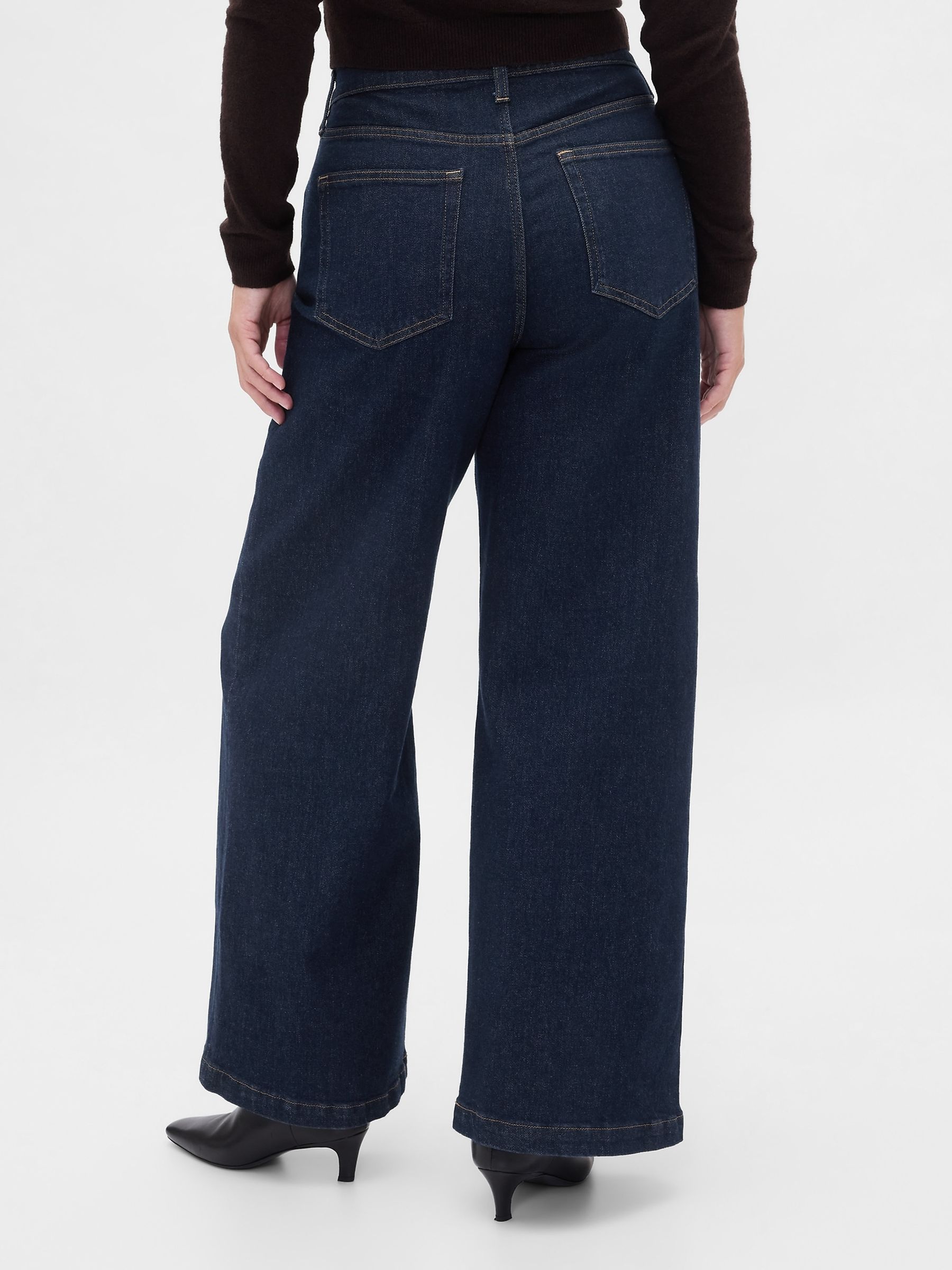 Dark Wash High Waisted Stride Wide-Leg Jeans - Image 6 of 6