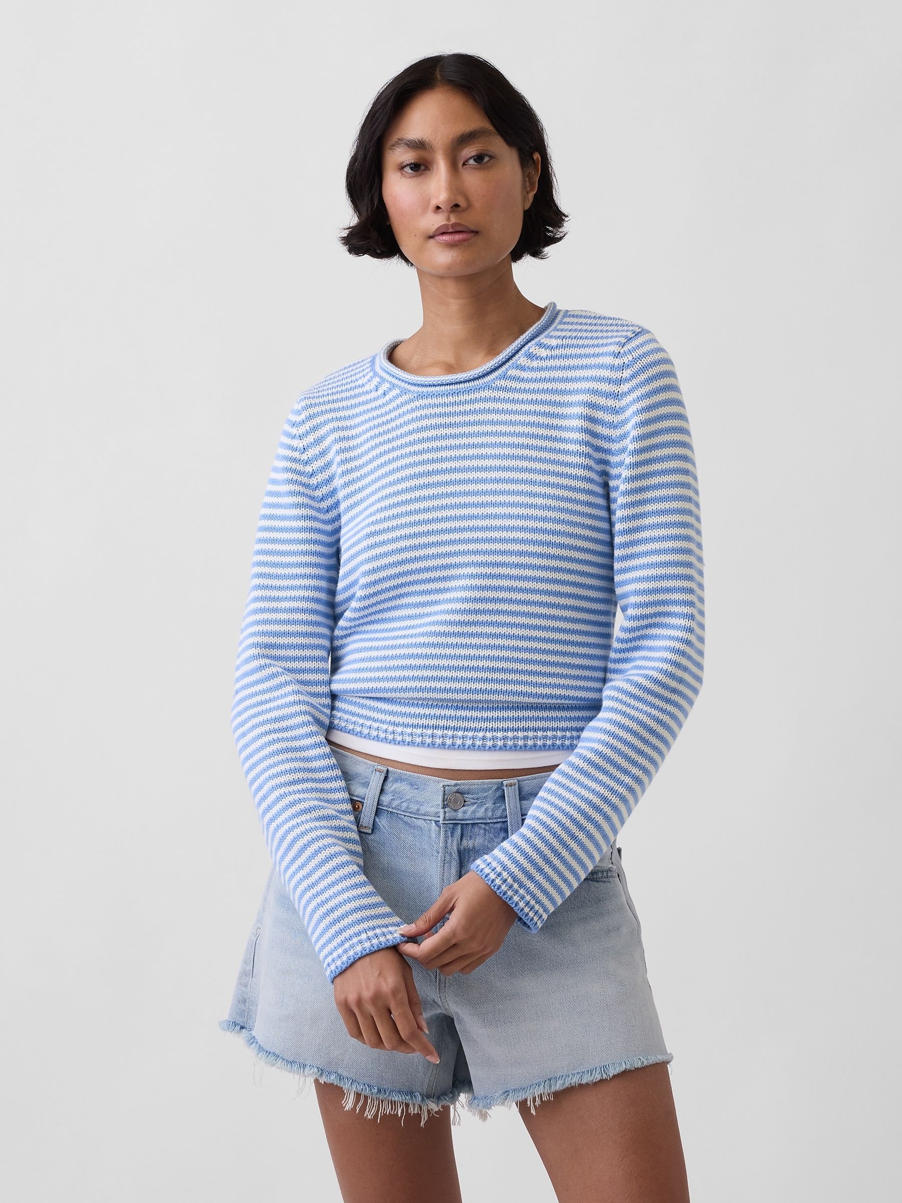 Blue stripe Rolled Neck Jumper - Image 1 of 4