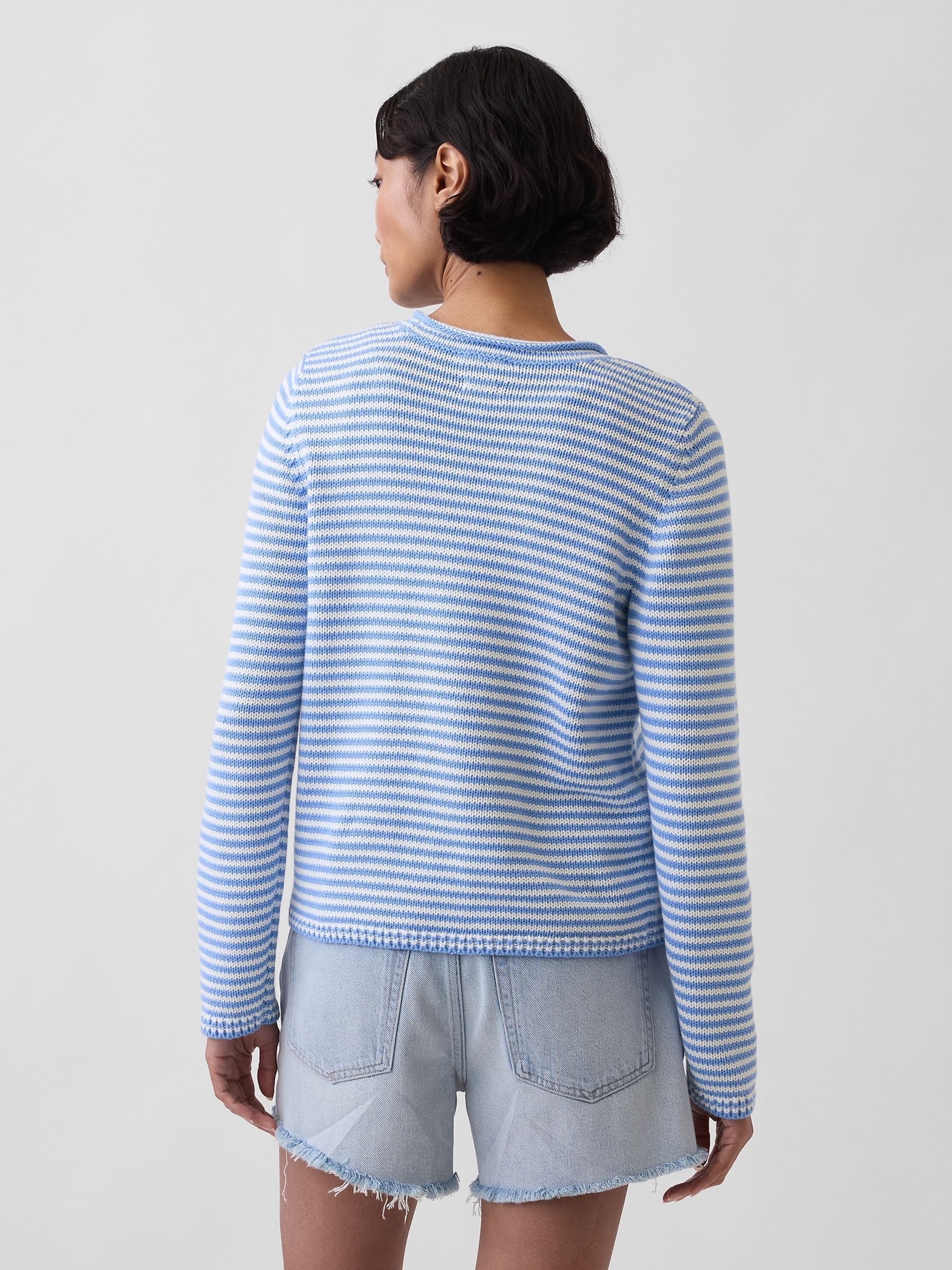 Blue stripe Rolled Neck Jumper - Image 2 of 4