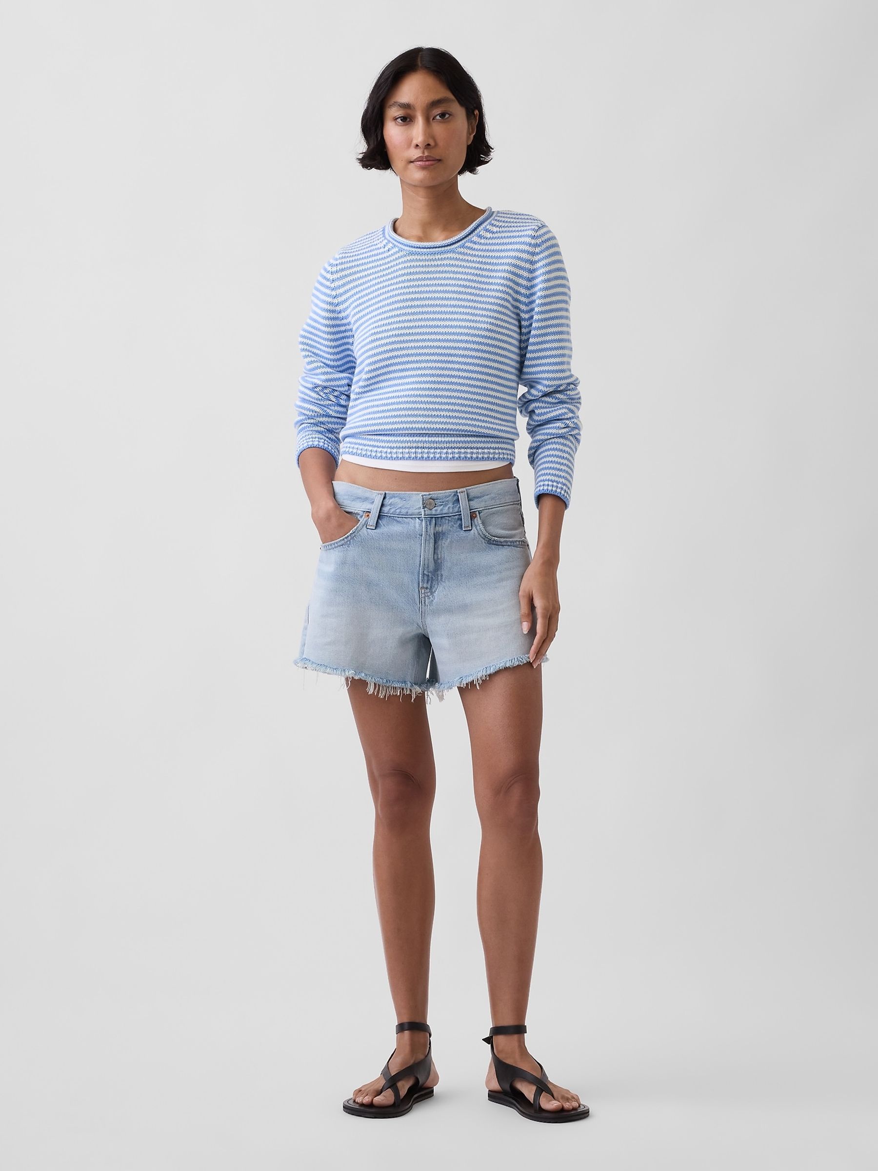 Blue stripe Rolled Neck Jumper - Image 3 of 4