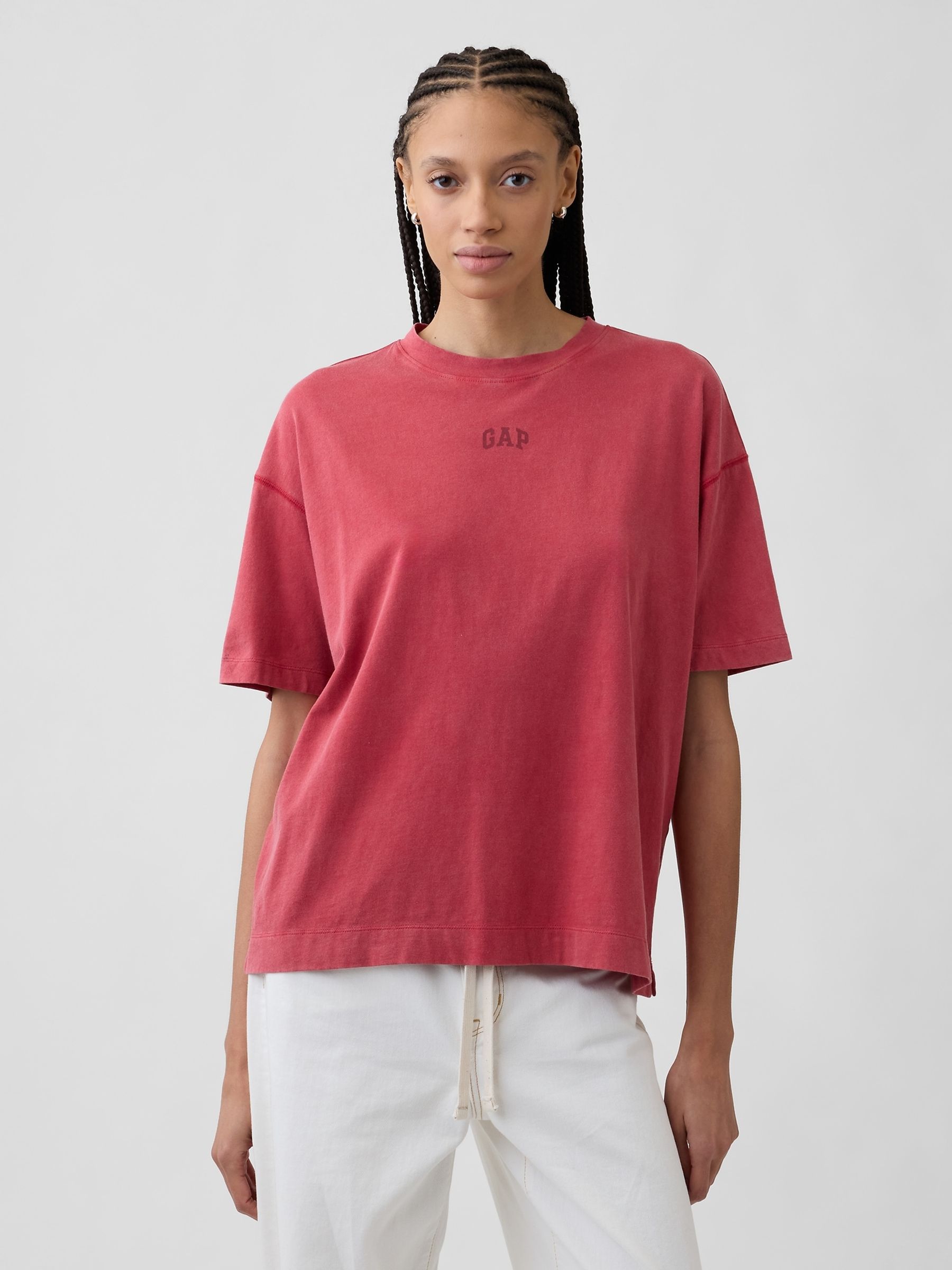 Red Vintage Soft Athletic Logo Longline T-Shirt - Image 1 of 4