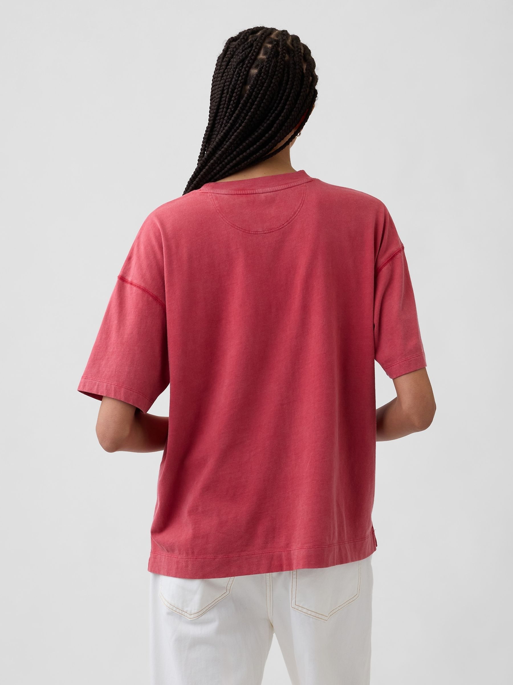 Red Vintage Soft Athletic Logo Longline T-Shirt - Image 2 of 4 Red Vintage Soft Athletic Logo Longline T-Shirt - Image 2 of 4