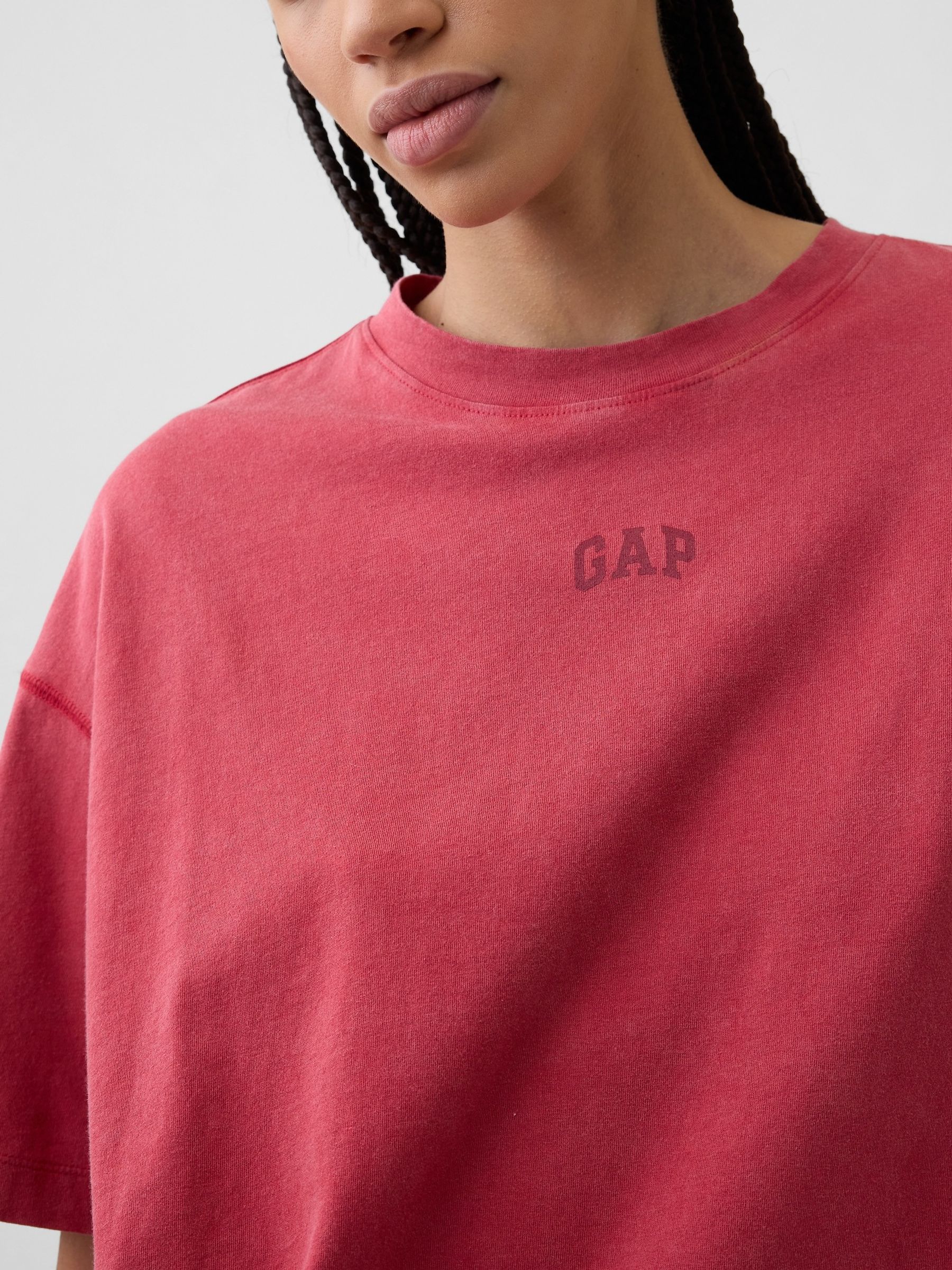 Red Vintage Soft Athletic Logo Longline Short Sleeve T-Shirt | Gap