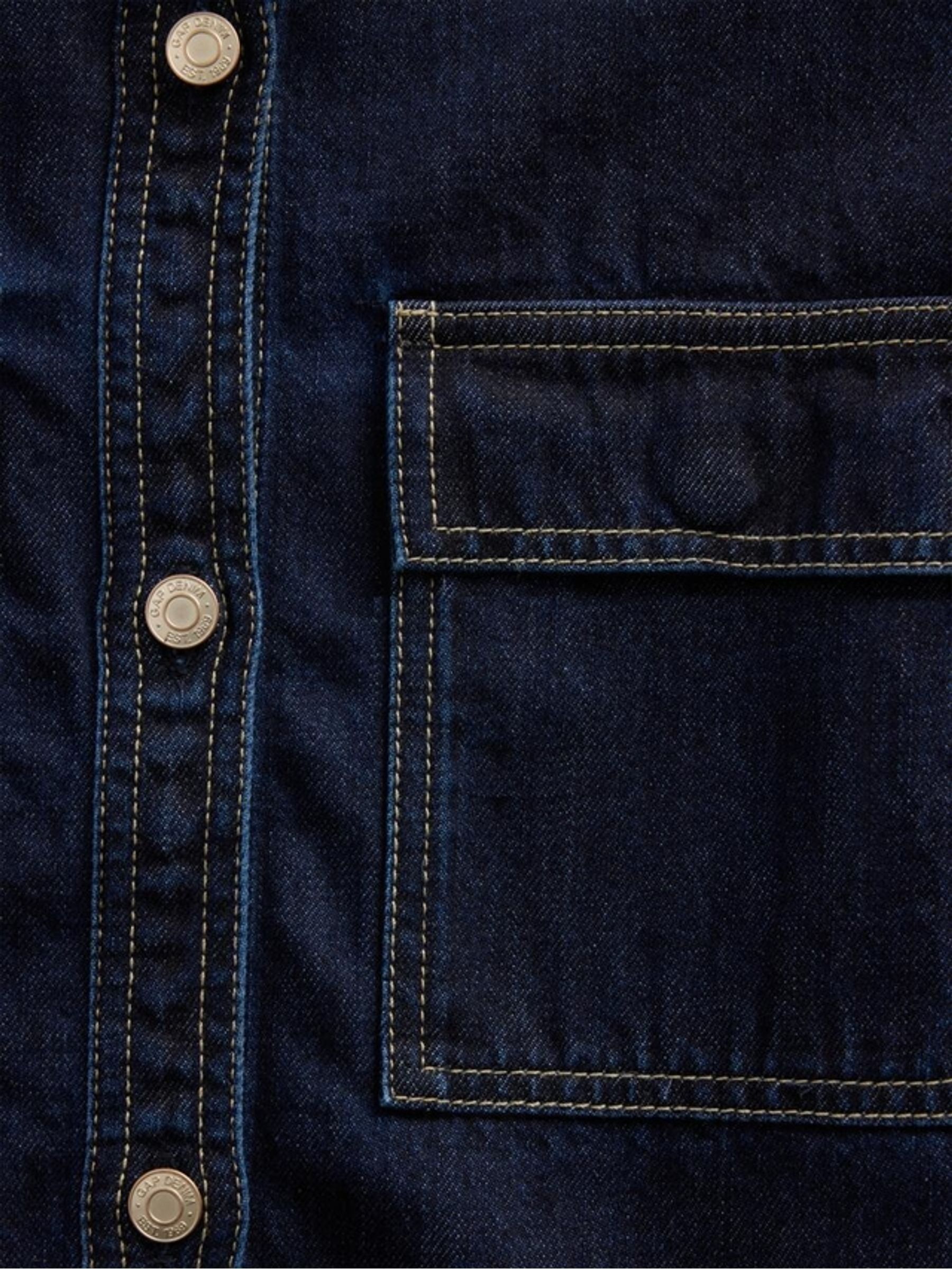 Gap x Harlem's Fashion Row Dark Wash Balloon Sleeve Denim Shirt - Image 6 of 6
