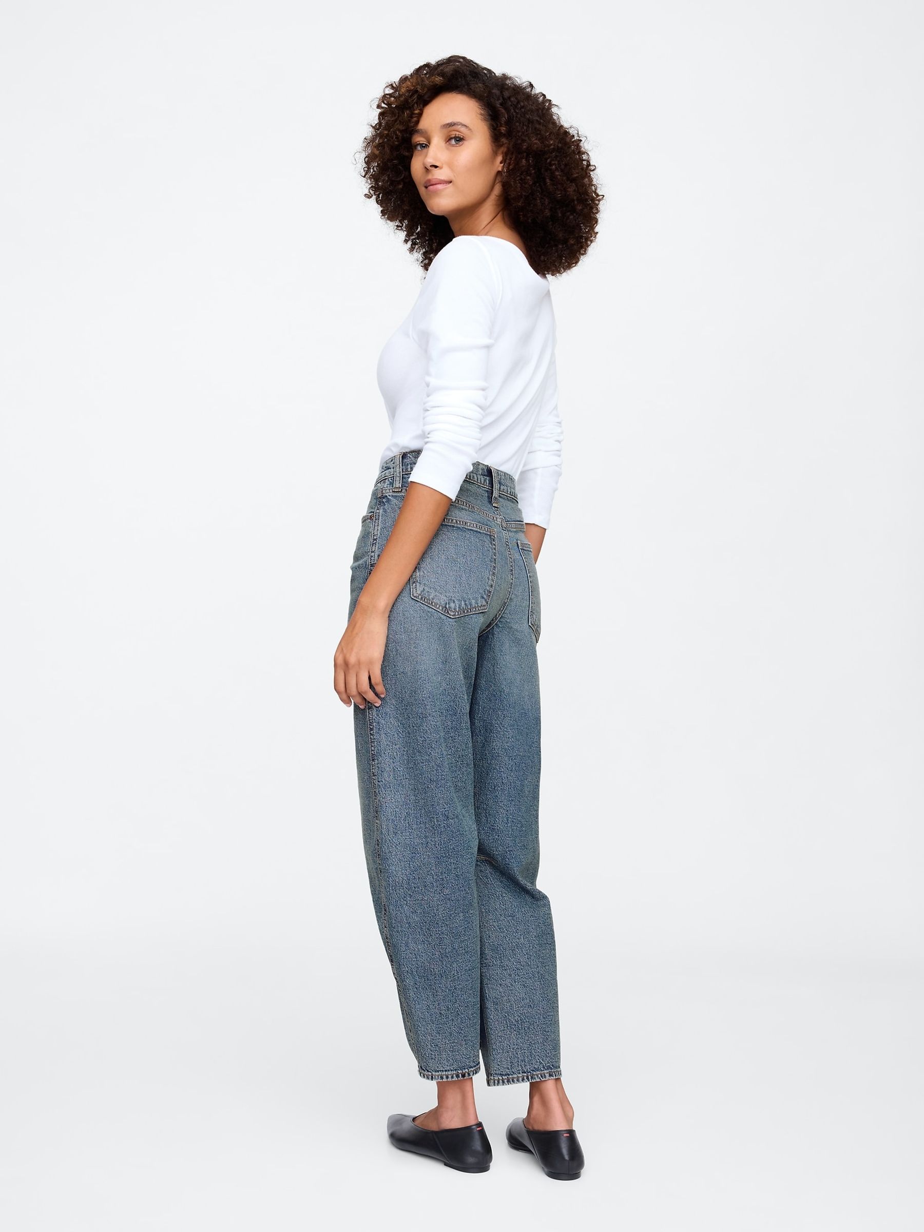 Medium Wash High Waisted Barrel Jeans - Image 2 of 6