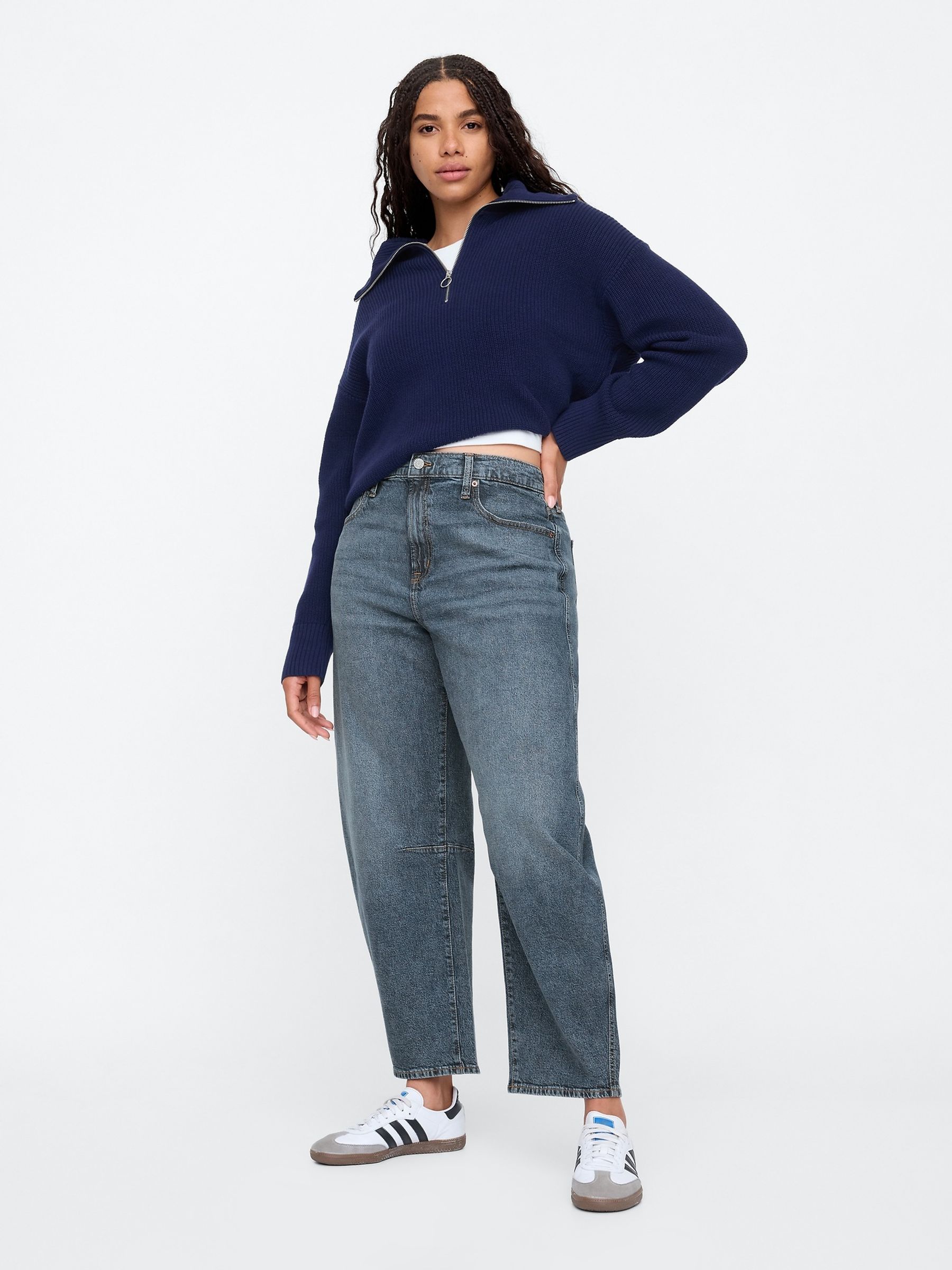 Medium Wash High Waisted Barrel Jeans - Image 5 of 6