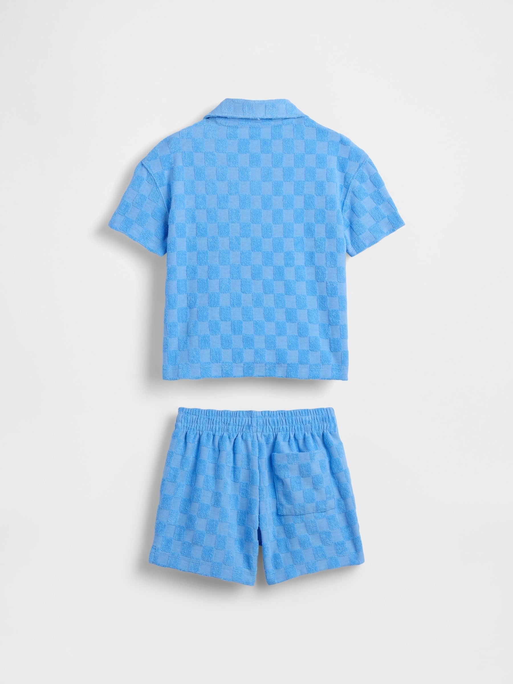 Blue Checkered Terry Resort Outfit Set - Image 3 of 3