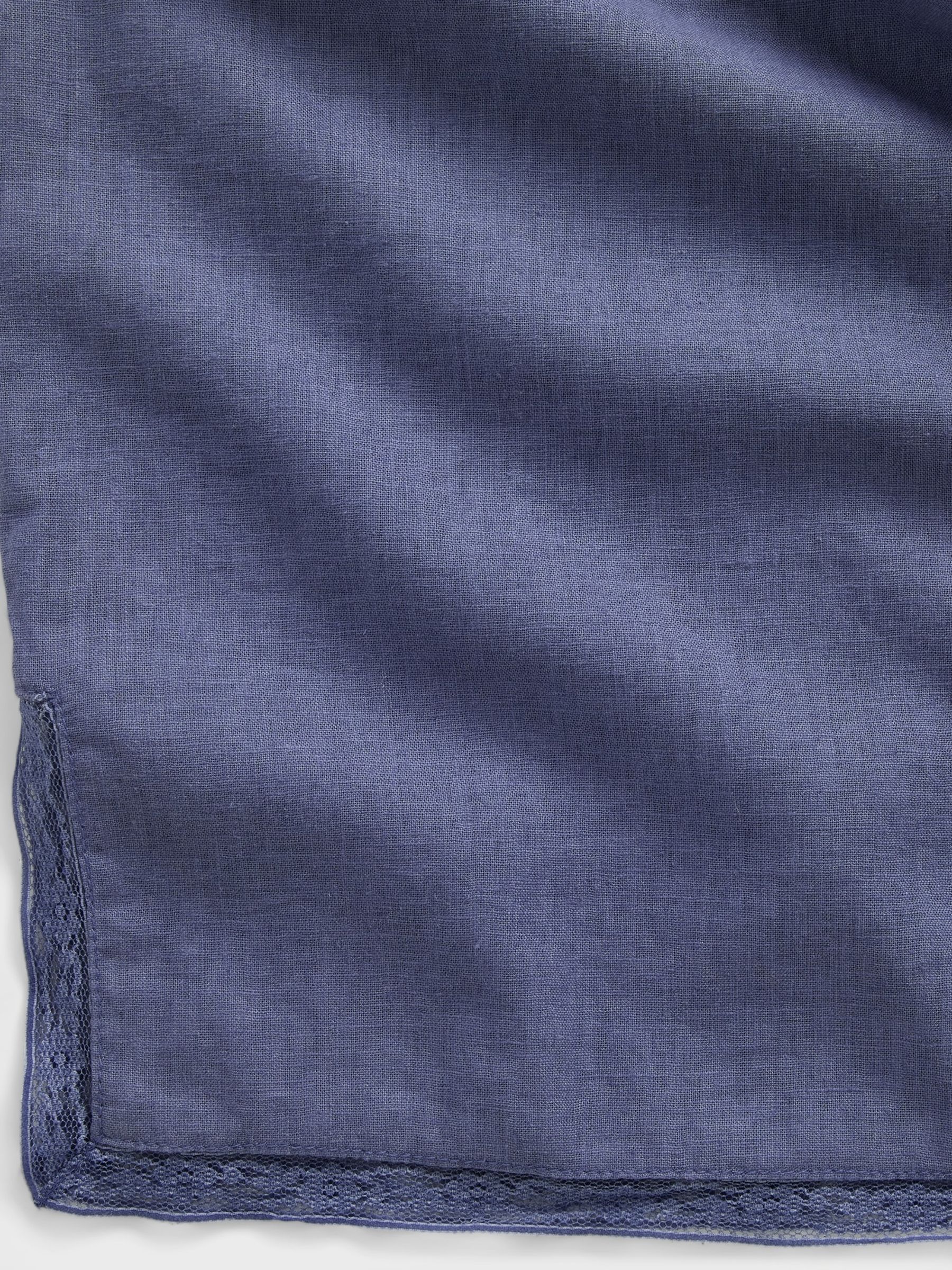 Blue Linen-Blend Lace-Hem Pyjama Bottoms - Image 5 of 5