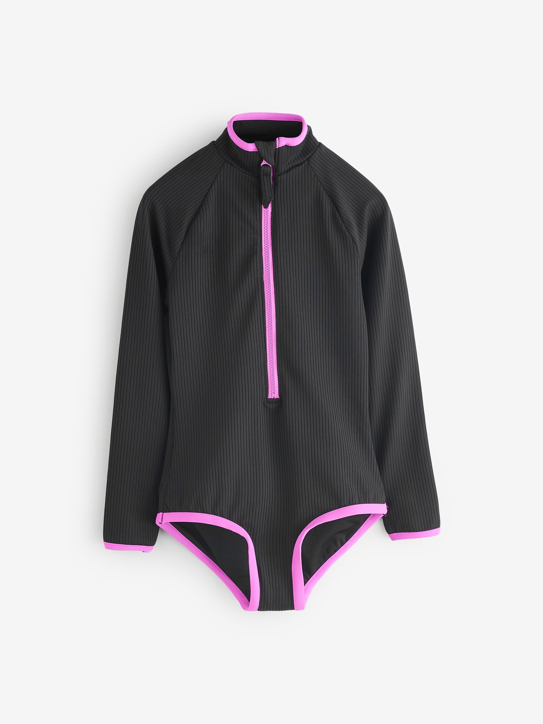 Black Rash Guard One-Piece Swimsuit - Image 1 of 5