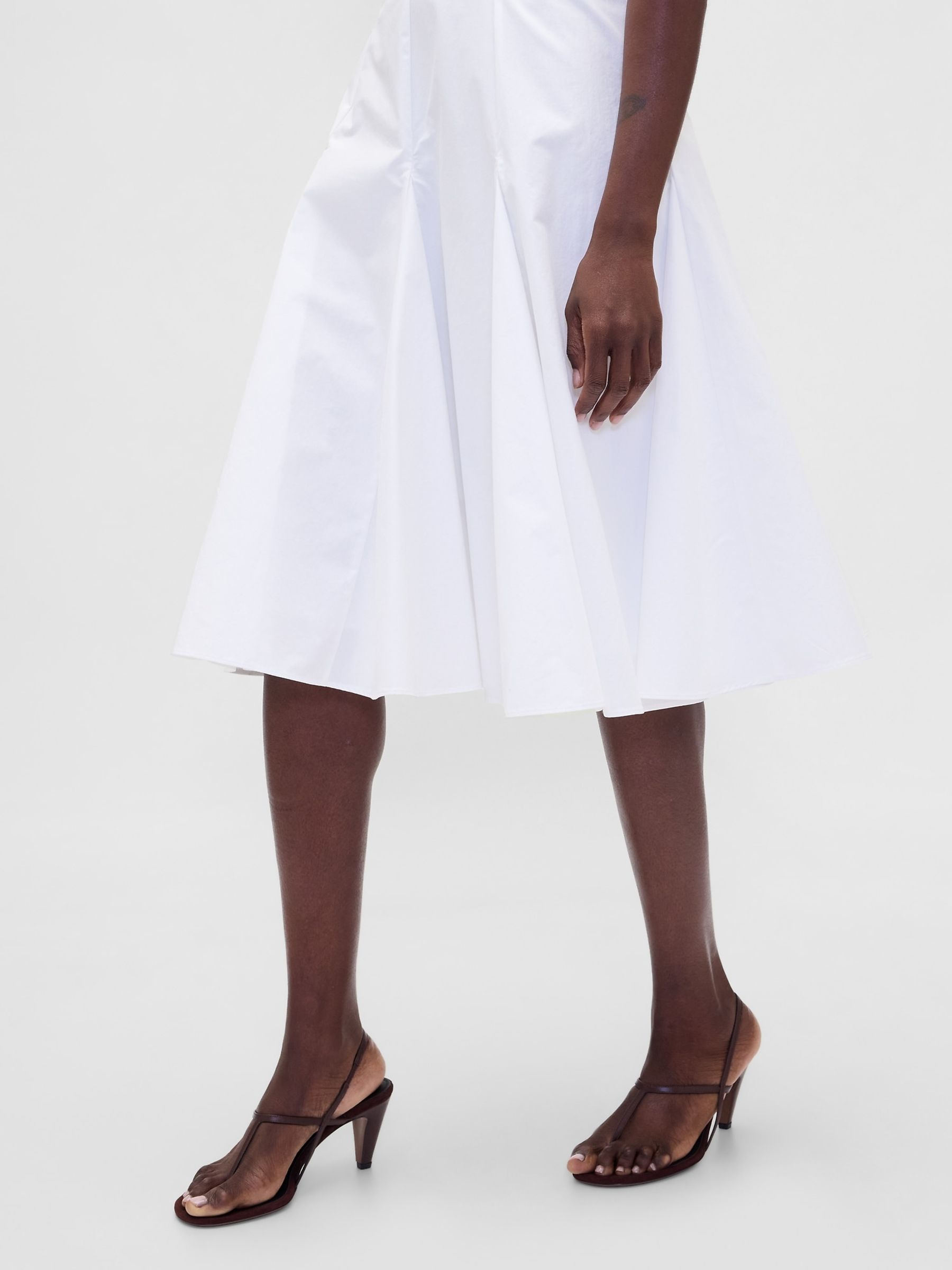 White Seamed V Neck Midi Dress - Image 4 of 4