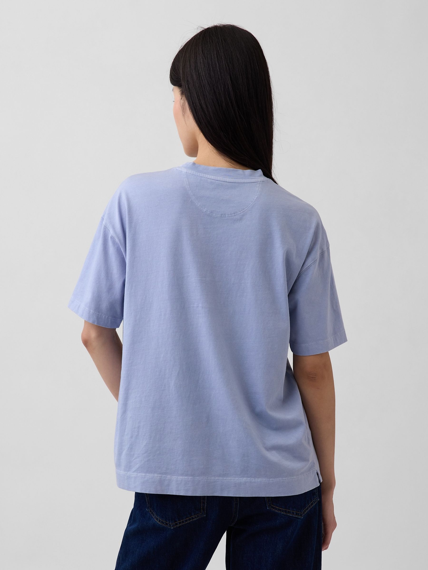 Light Blue Vintage Soft Athletic Logo Longline T-Shirt - Image 2 of 5 Light Blue Vintage Soft Athletic Logo Longline T-Shirt - Image 2 of 5