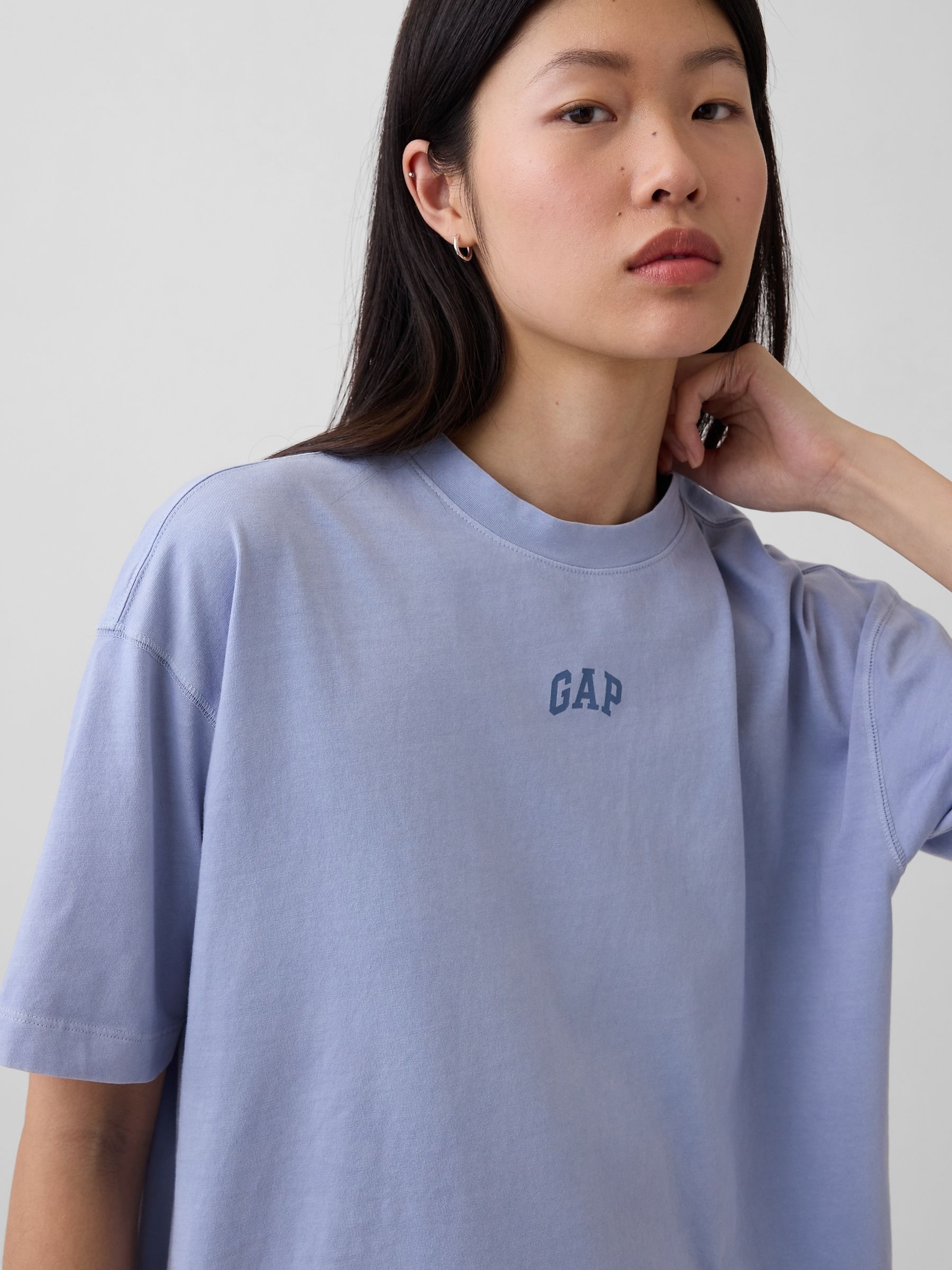 Light Blue Vintage Soft Athletic Logo Longline T-Shirt - Image 4 of 5