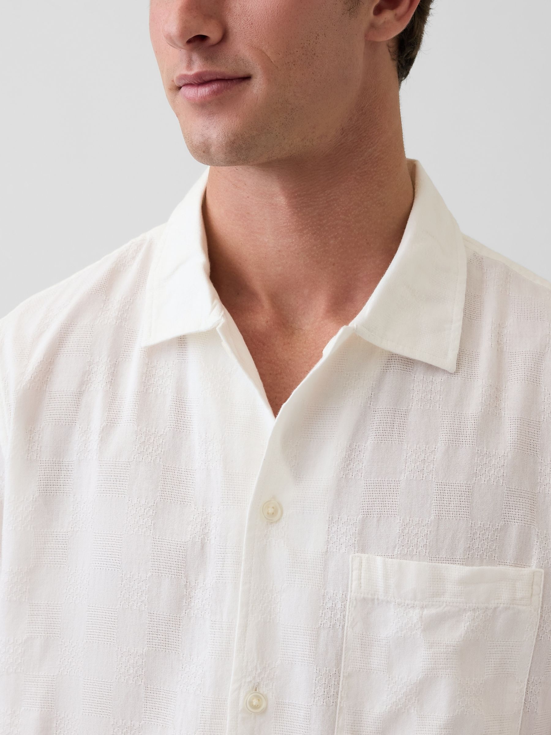 White Dobby Relaxed Straight-Hem Shirt - Image 4 of 4