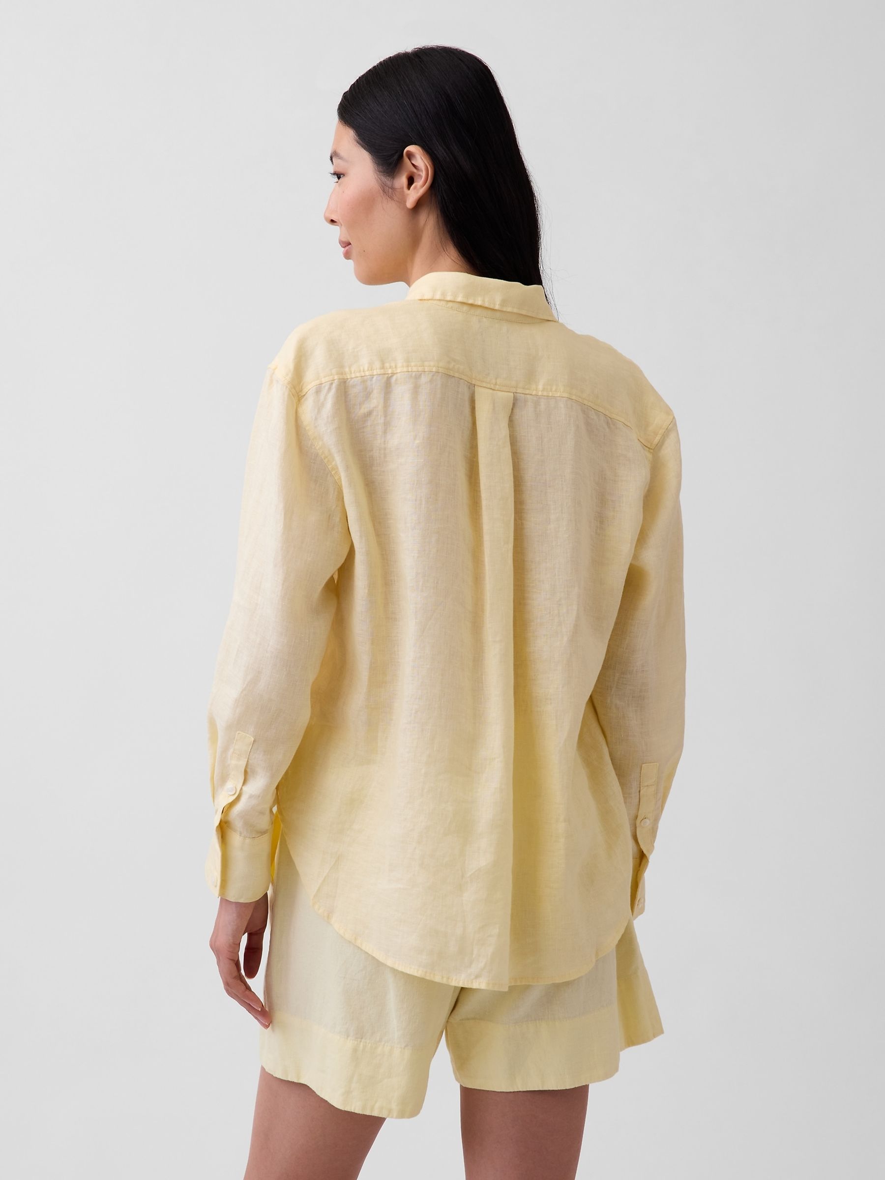 Yellow Linen Oversized Shirt - Image 2 of 4 Yellow Linen Oversized Shirt - Image 2 of 4