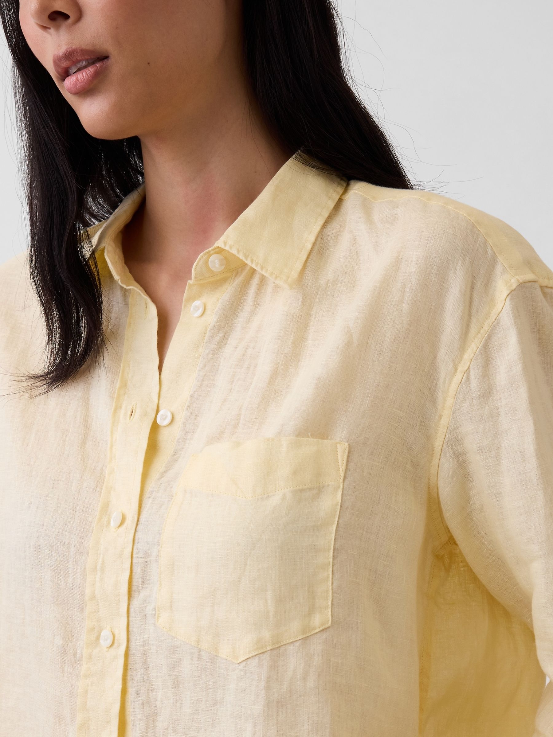 Yellow Linen Oversized Shirt - Image 3 of 4
