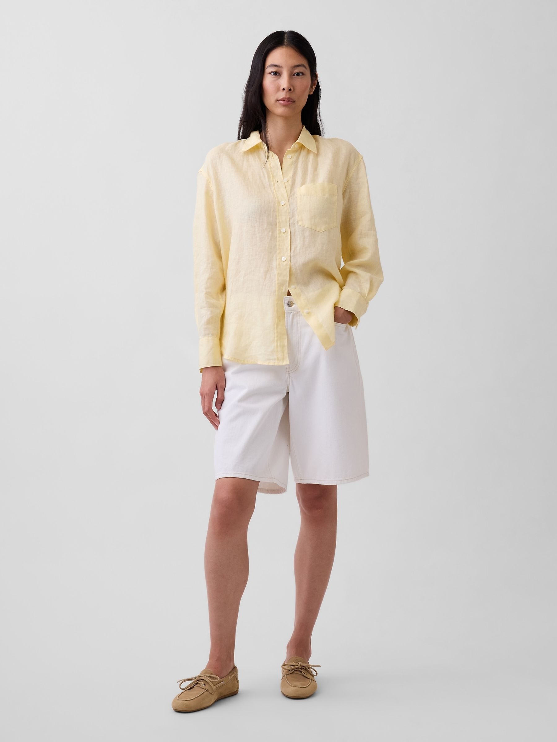Yellow Linen Oversized Shirt - Image 4 of 4 Yellow Linen Oversized Shirt - Image 4 of 4