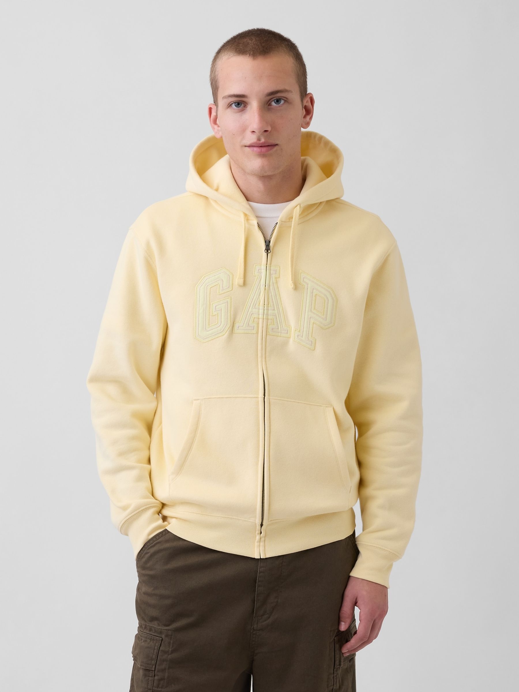 Yellow Vintage Soft Arch Logo Zip Hoodie - Image 1 of 4