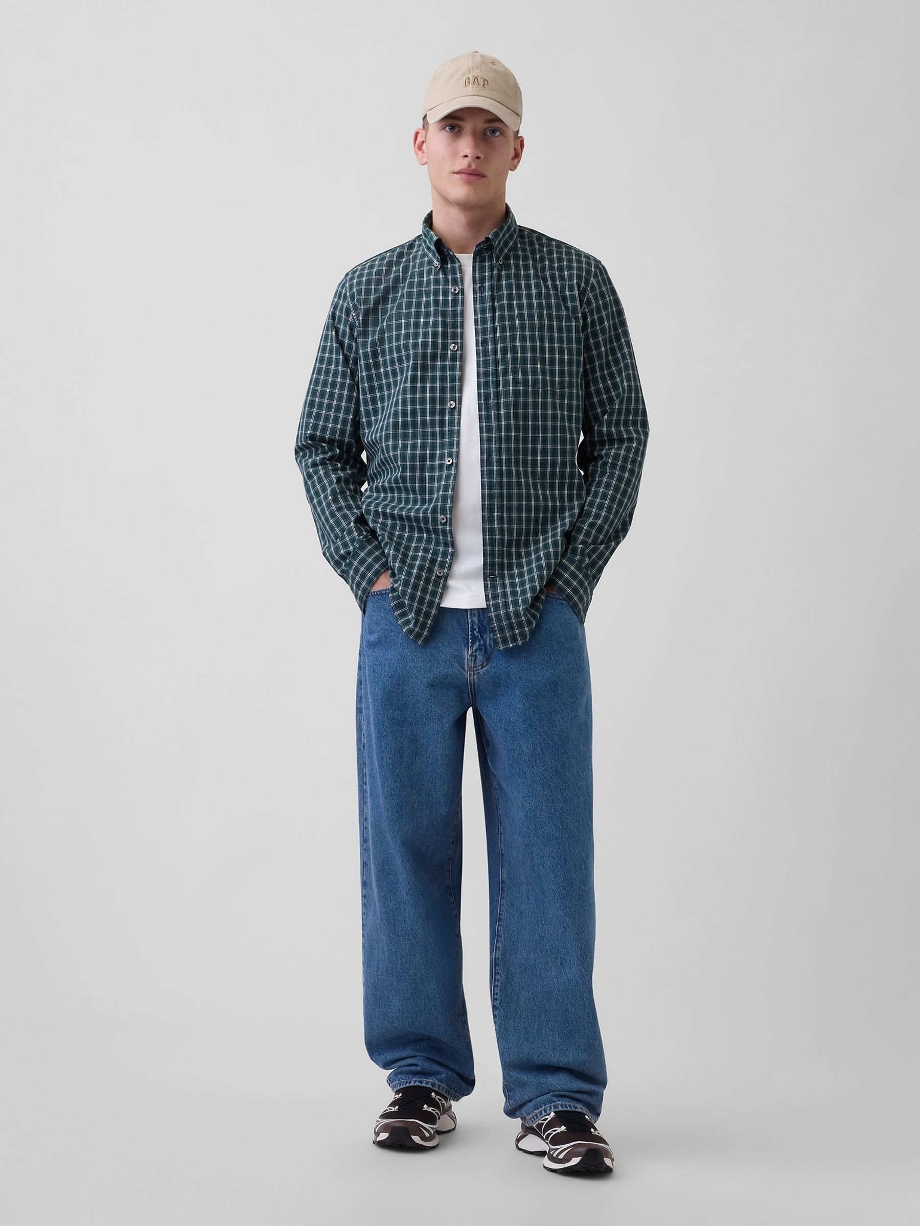 Green Check Cotton Poplin Classic Shirt - Image 3 of 4
