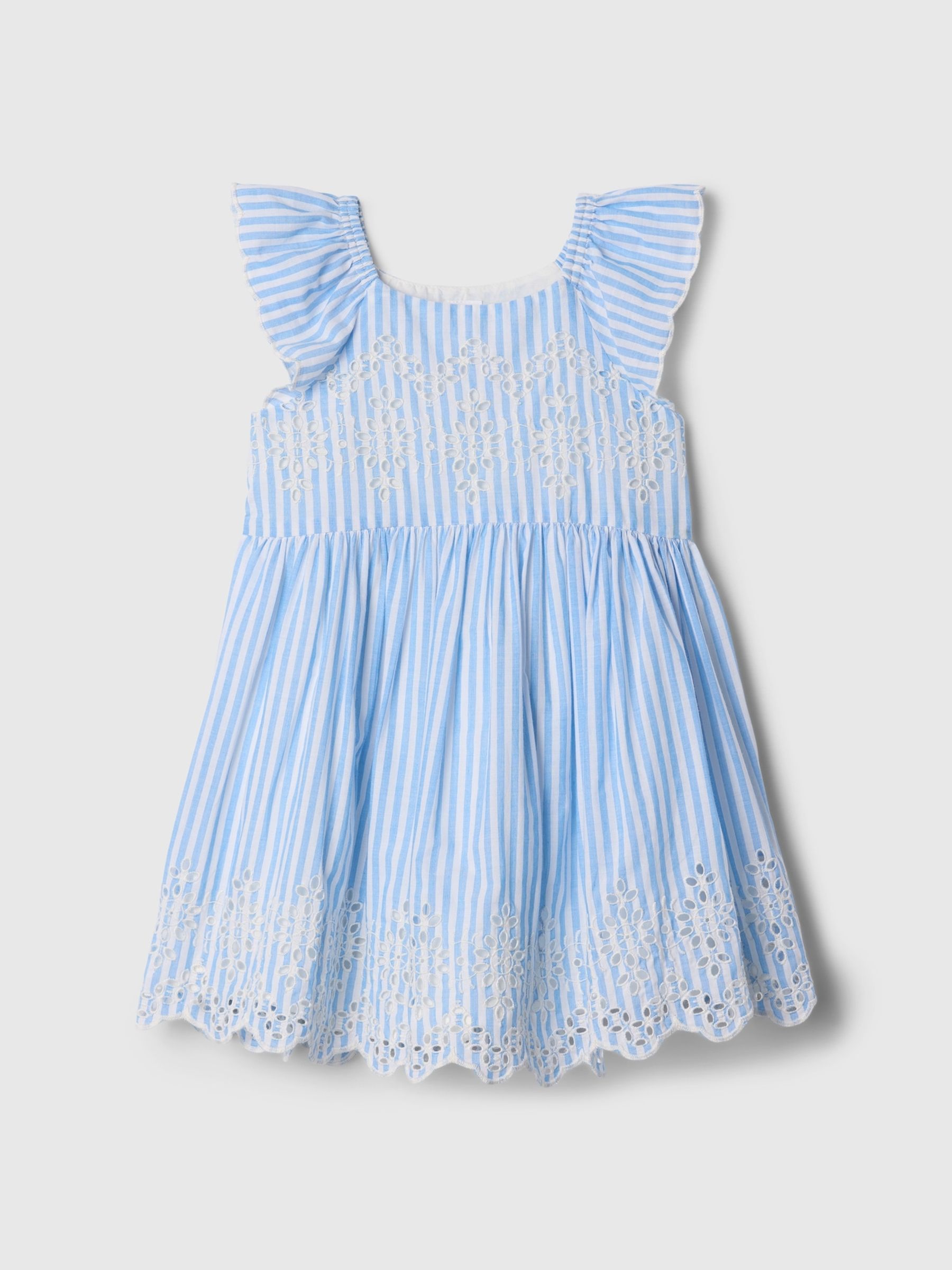 Blue Stripe Eyelet Dress - Image 1 of 3