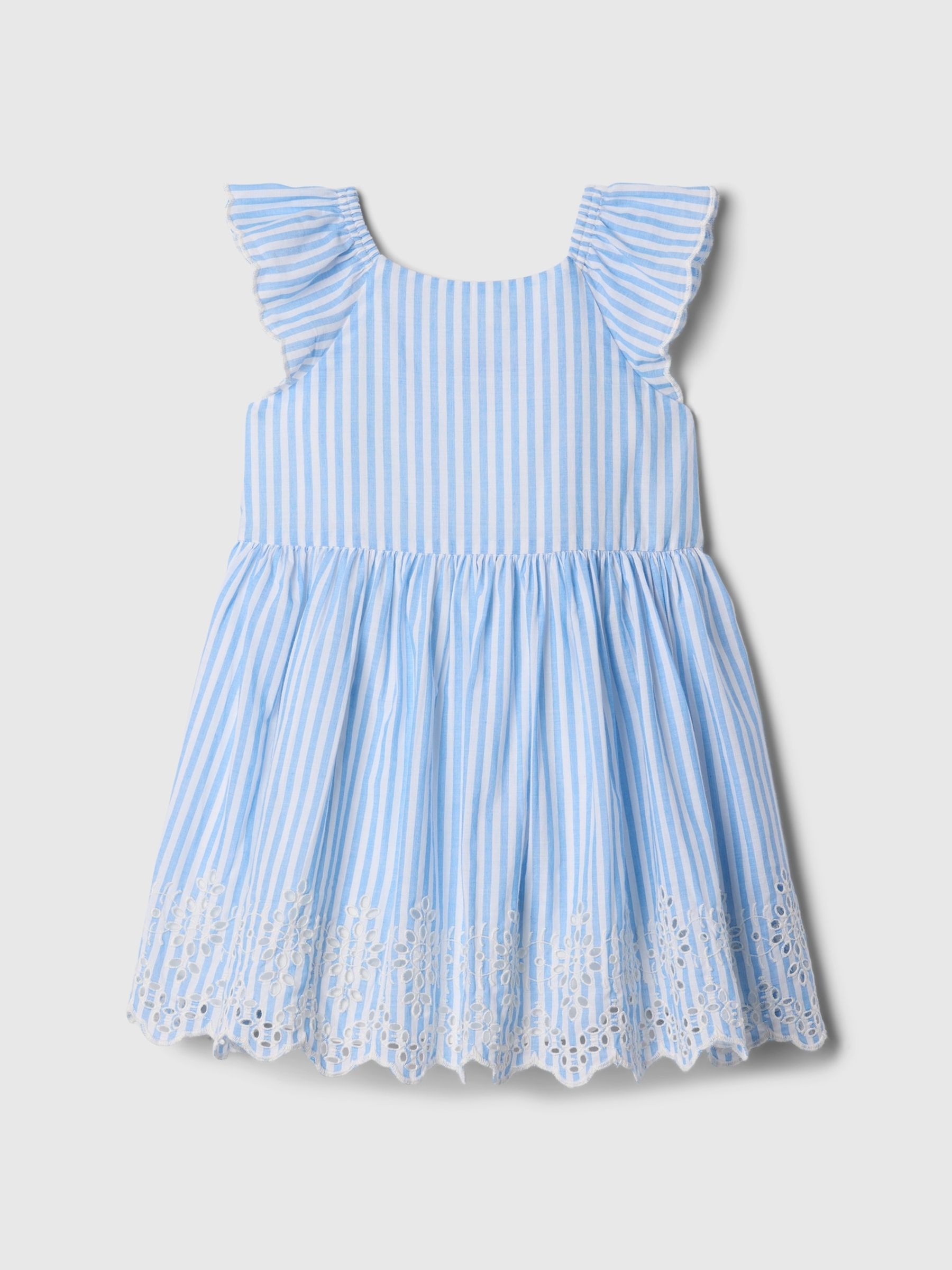 Blue Stripe Eyelet Dress - Image 2 of 3