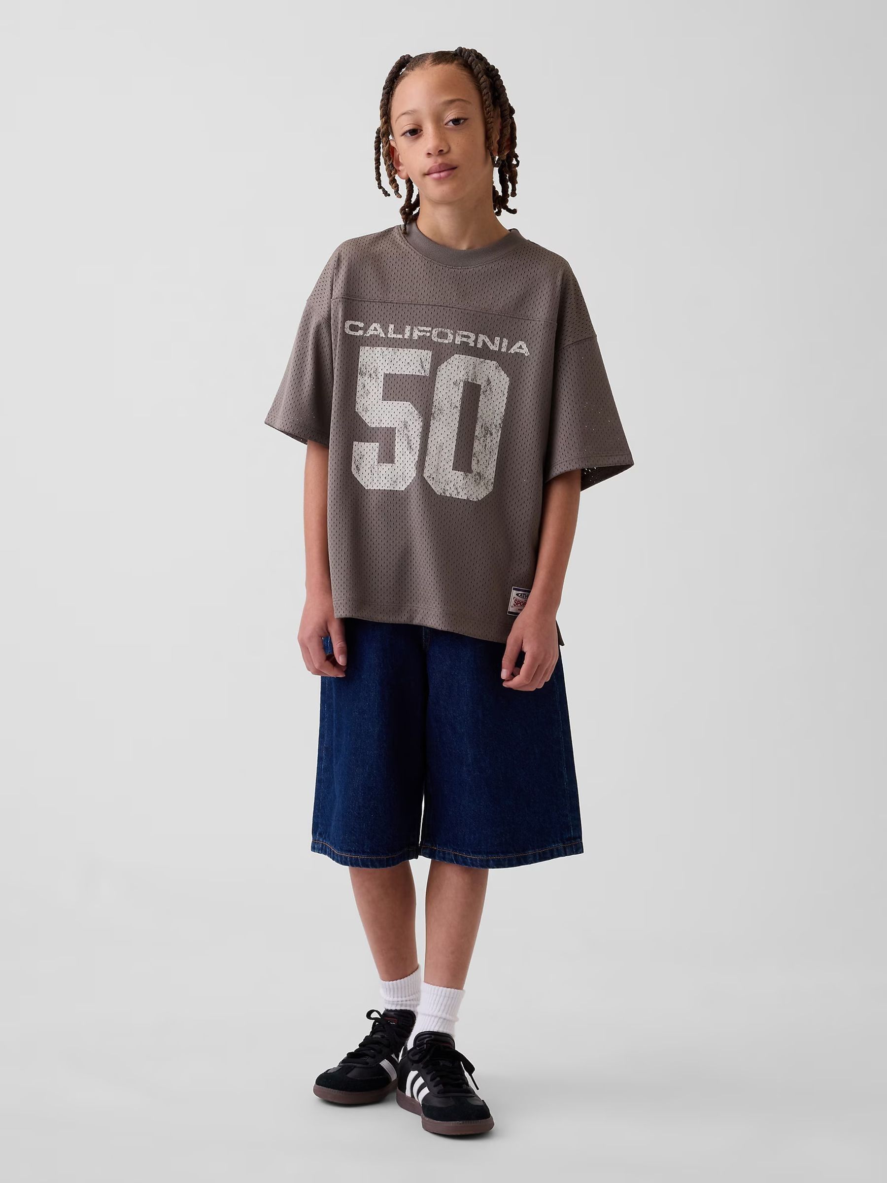 Brown Mesh Oversized Graphic Jersey T-Shirt - Image 2 of 4