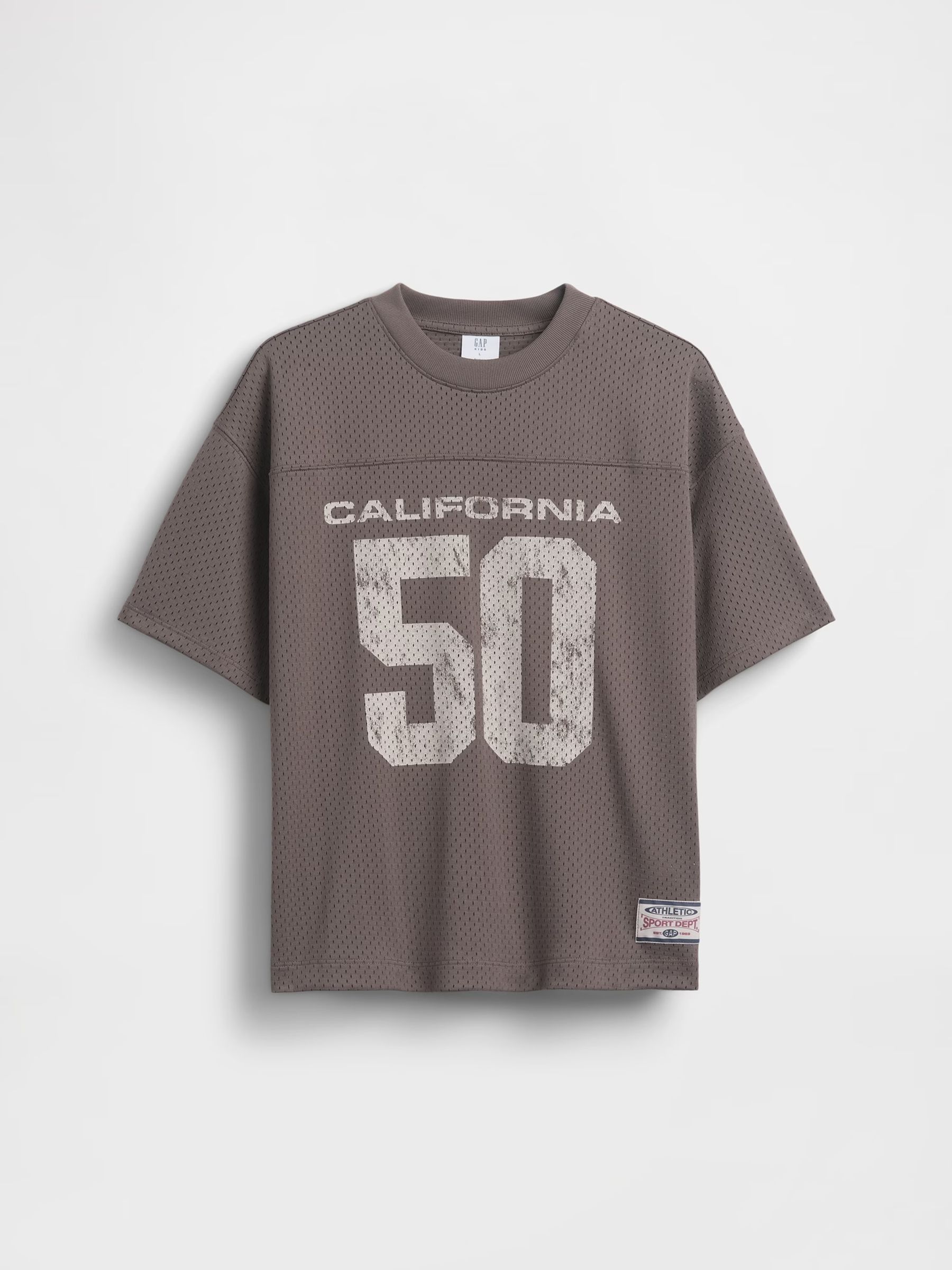 Brown Mesh Oversized Graphic Jersey T-Shirt - Image 3 of 4