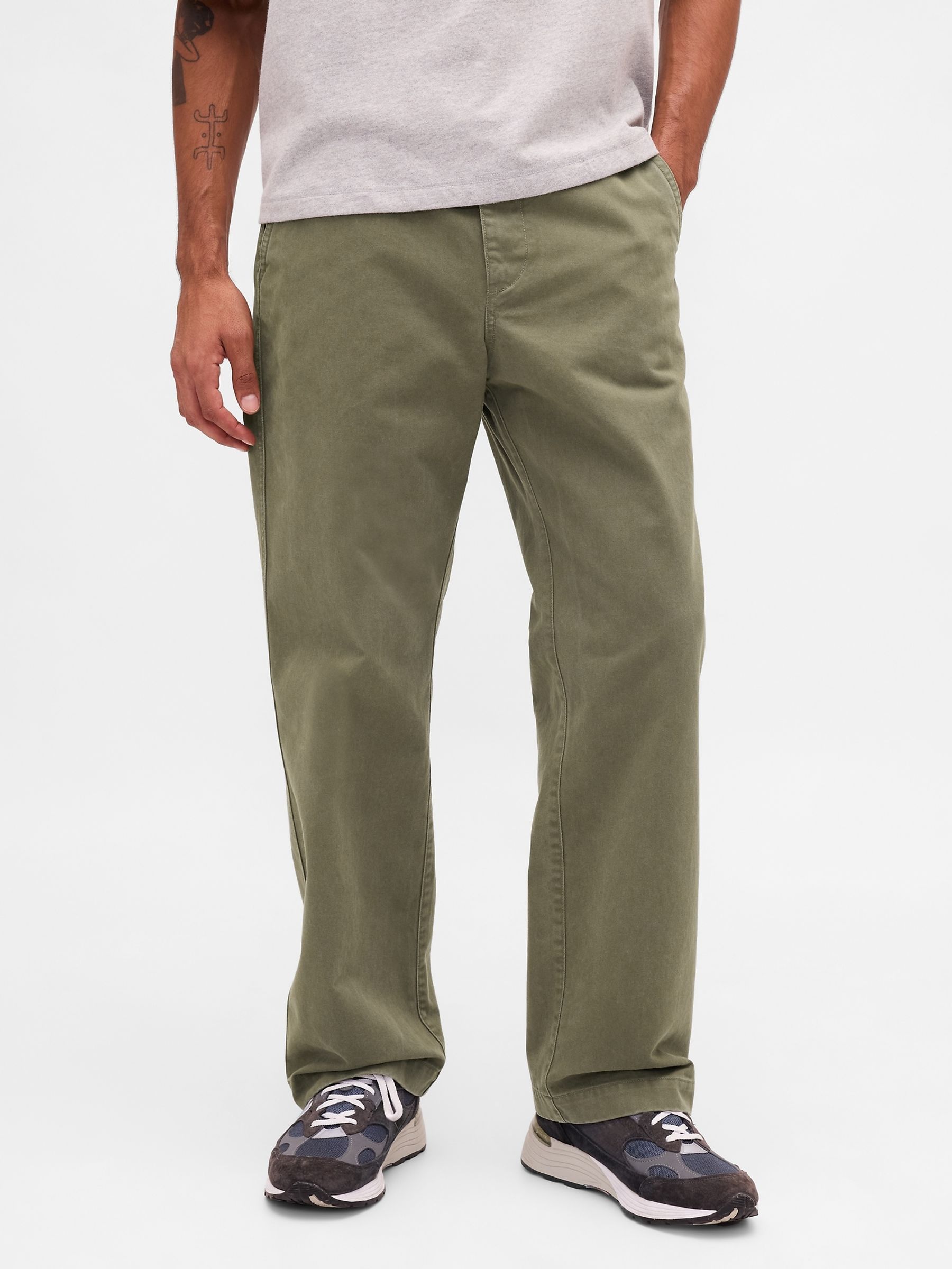 Green Heavyweight Twill '90s Loose Chinos - Image 1 of 5