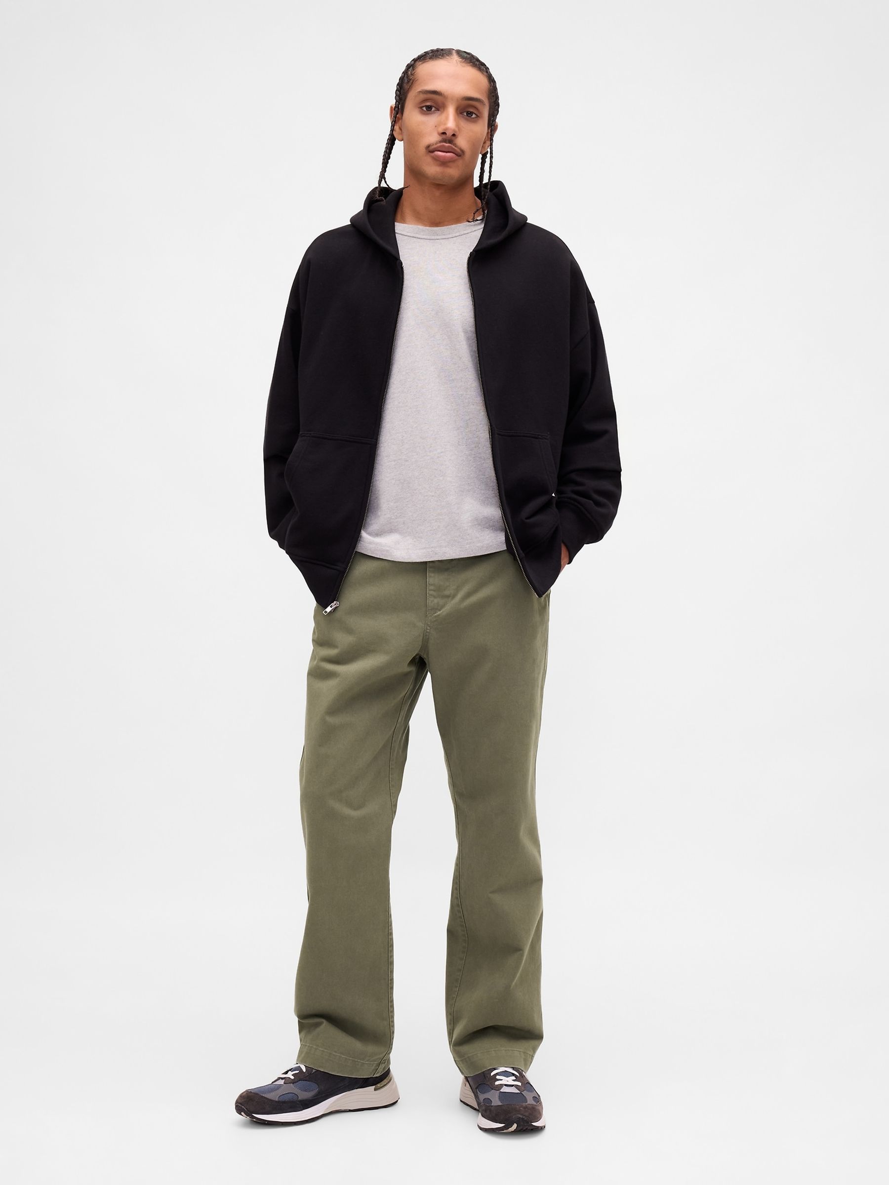 Green Heavyweight Twill '90s Loose Chinos - Image 4 of 5
