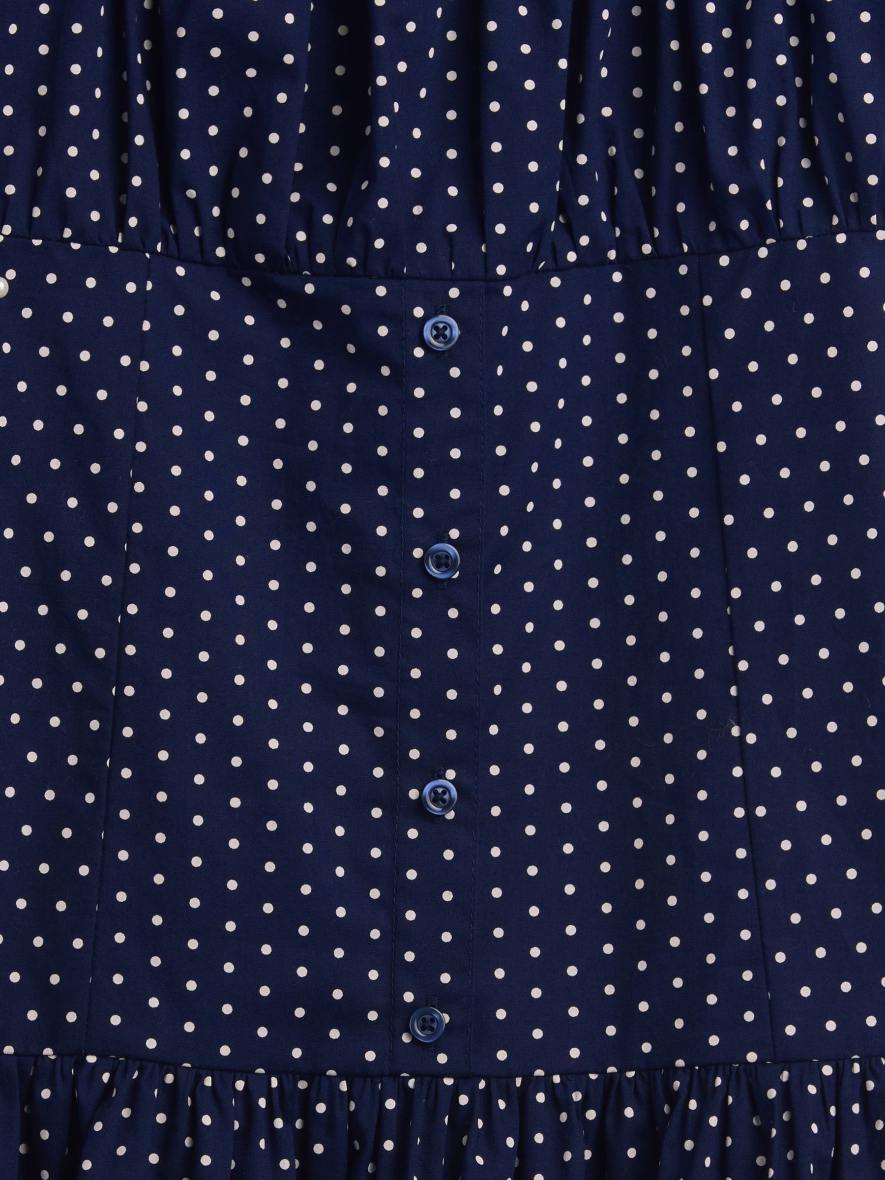 Navy Polka Dot Drop-Waist Dress - Image 3 of 3 Navy Polka Dot Drop-Waist Dress - Image 3 of 3